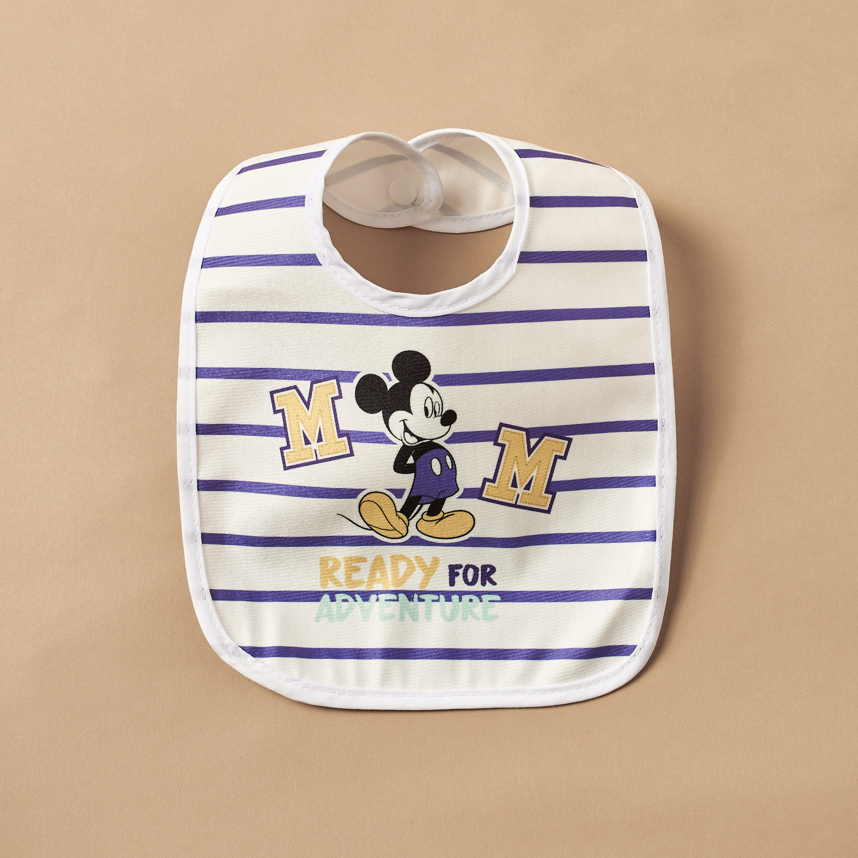 Disney Mickey Mouse Print Bib with Snap Button Closure - Set of 6-baby-feeding-bibs-image-4