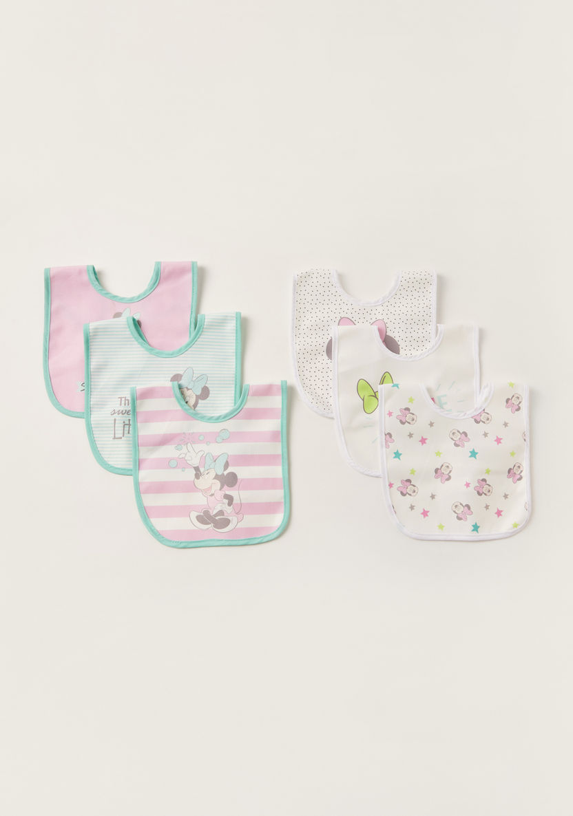 Disney Minnie Mouse Print Bib with Snap Button Closure - Set of 6-Bibs and Burp Cloths-image-0