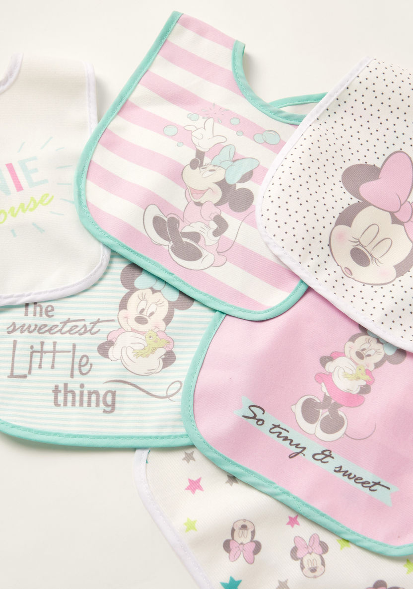 Disney Minnie Mouse Print Bib with Snap Button Closure - Set of 6-Bibs and Burp Cloths-image-3