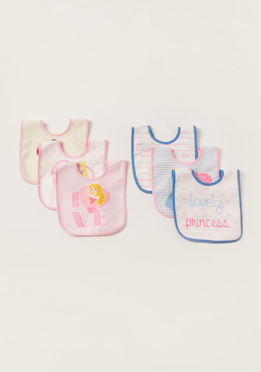 Disney Princess Print Bib with Snap Button Closure - Set of 6-Accessories-image-0