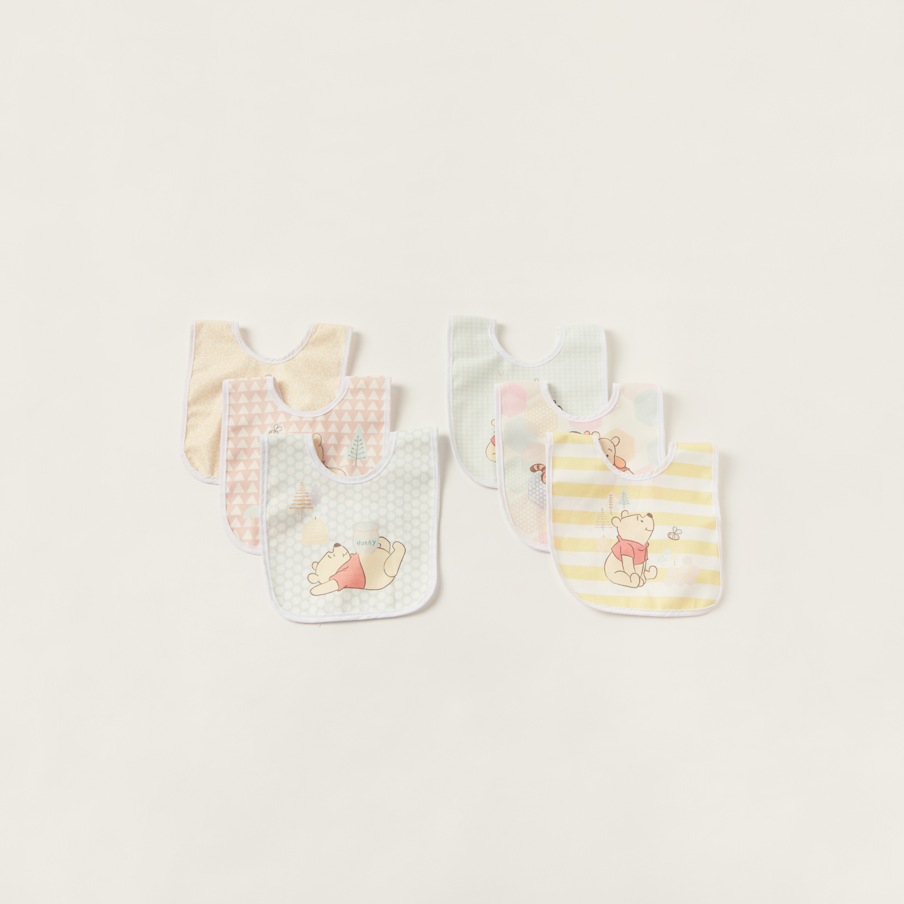 Disney Winnie the Pooh Print Bib with Snap Button Closure - Set of 6-baby-feeding-bibs-image-1