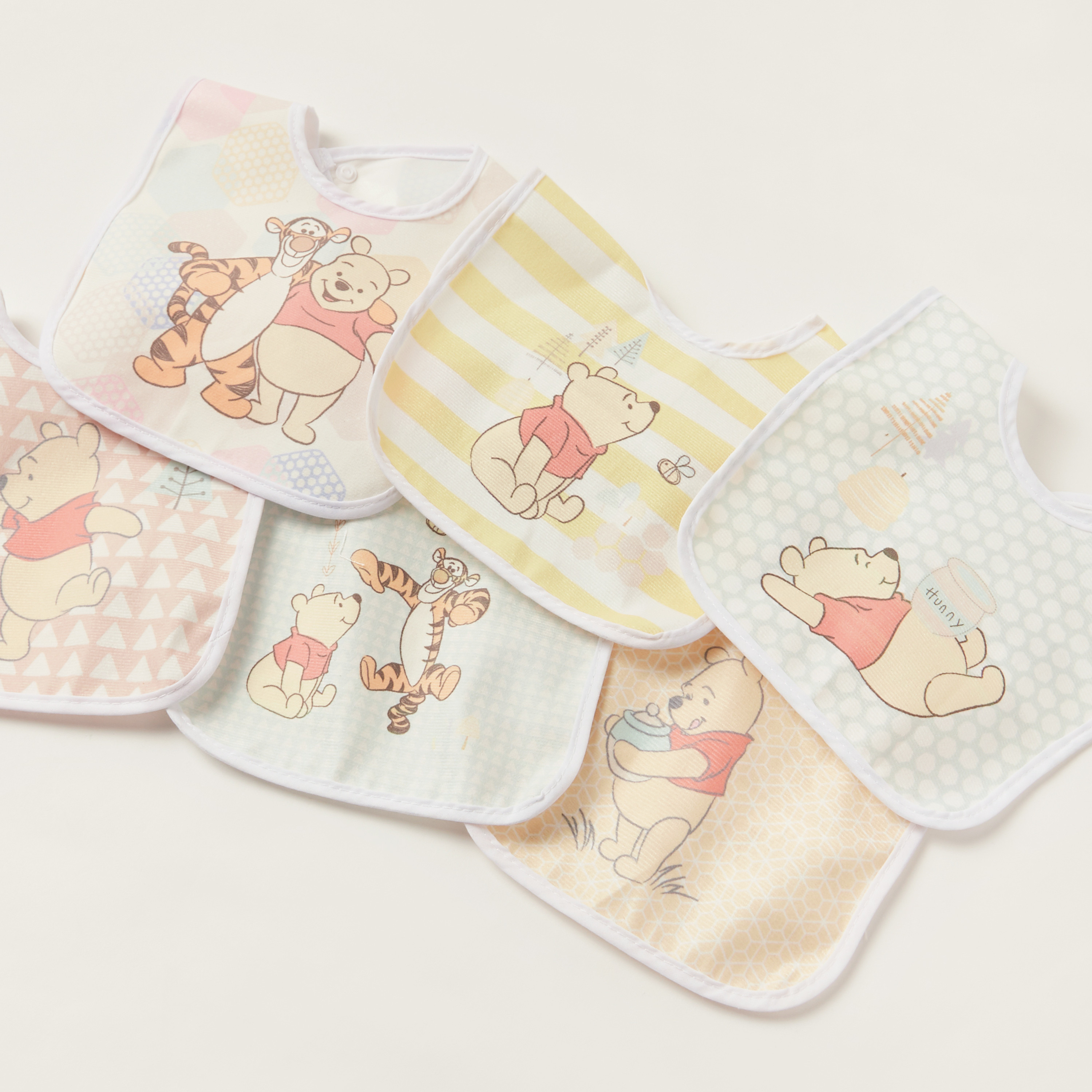Disney Winnie the Pooh Print Bib with Snap Button Closure - Set of 6-baby-feeding-bibs-image-4