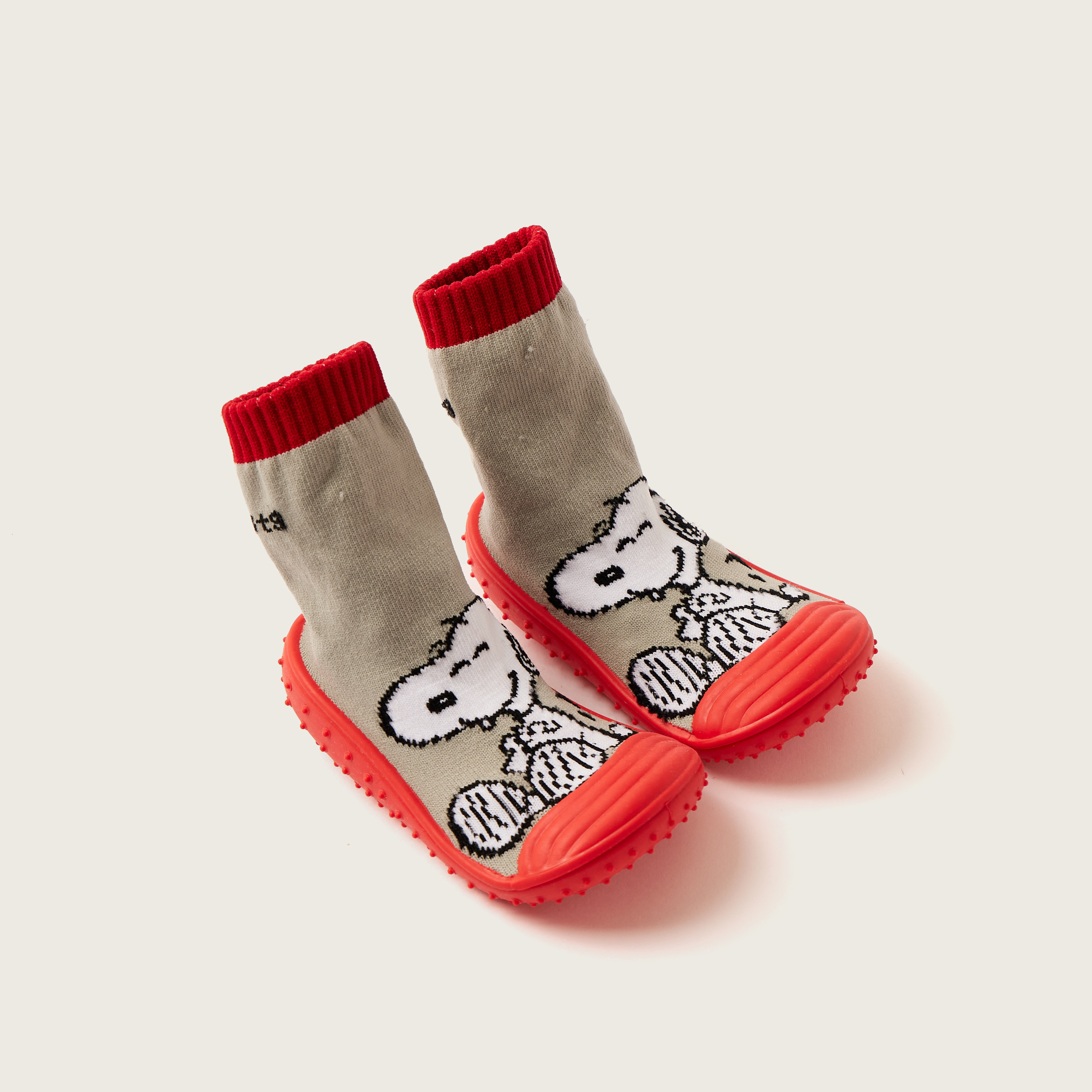 Snoopy Printed Sneaker Booties with Cuffed Hem-baby-boys-shoes-booties-image-2