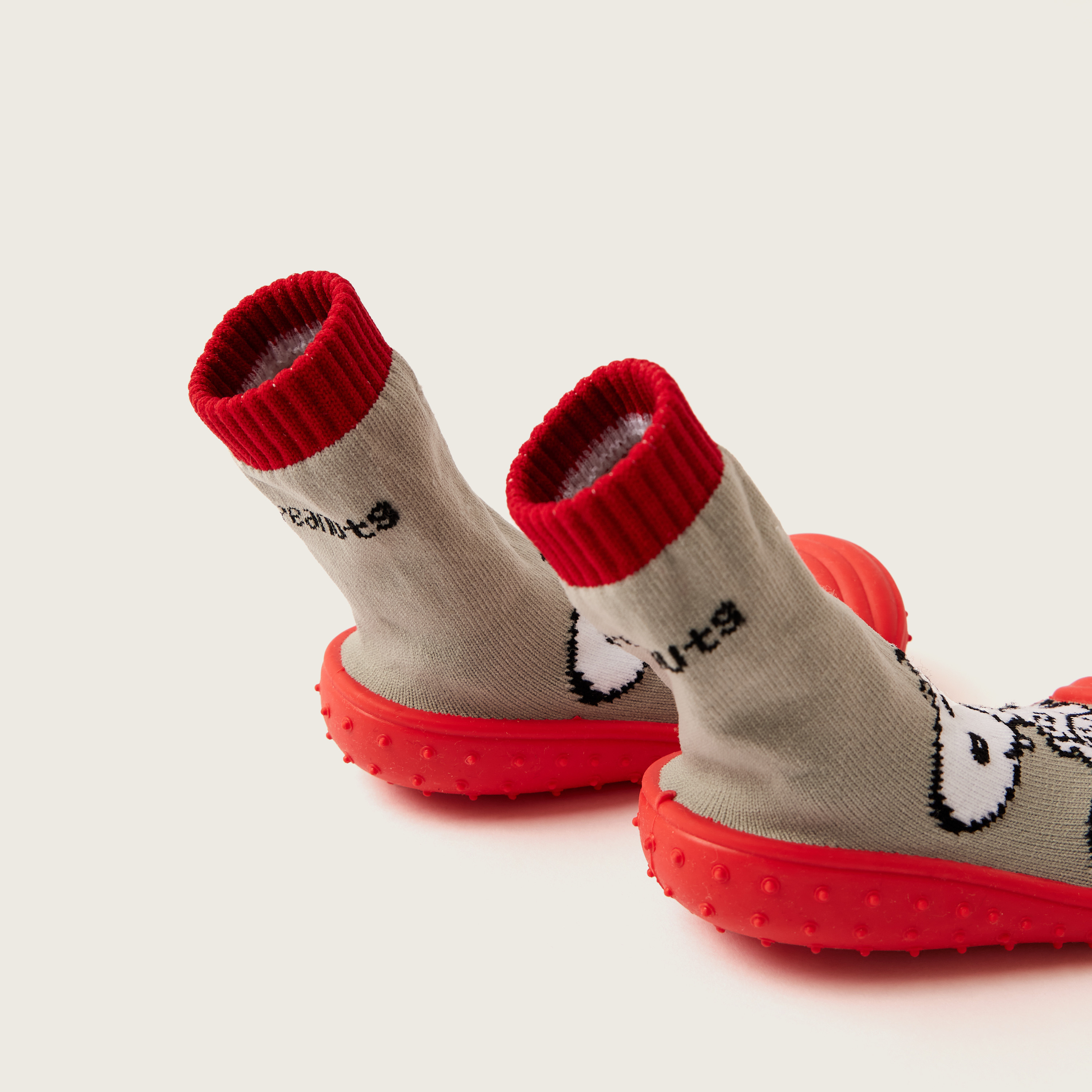 Snoopy Printed Sneaker Booties with Cuffed Hem-baby-boys-shoes-booties-image-4