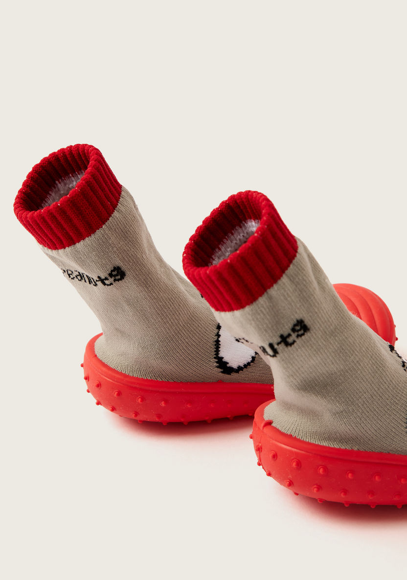 Snoopy Printed Sneaker Booties with Cuffed Hem-Booties-image-3