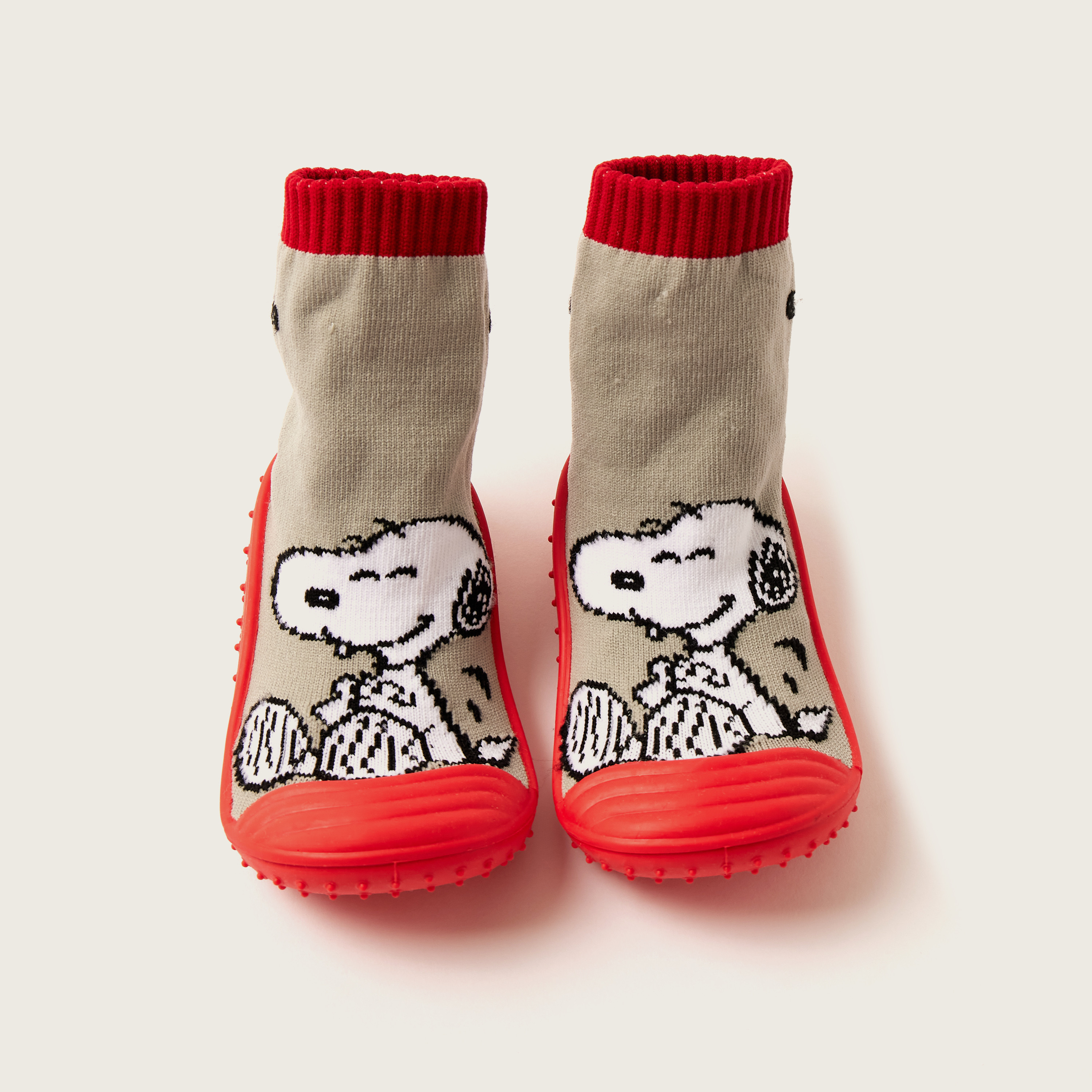 Snoopy Printed Sneaker Booties with Cuffed Hem-baby-boys-shoes-booties-image-5