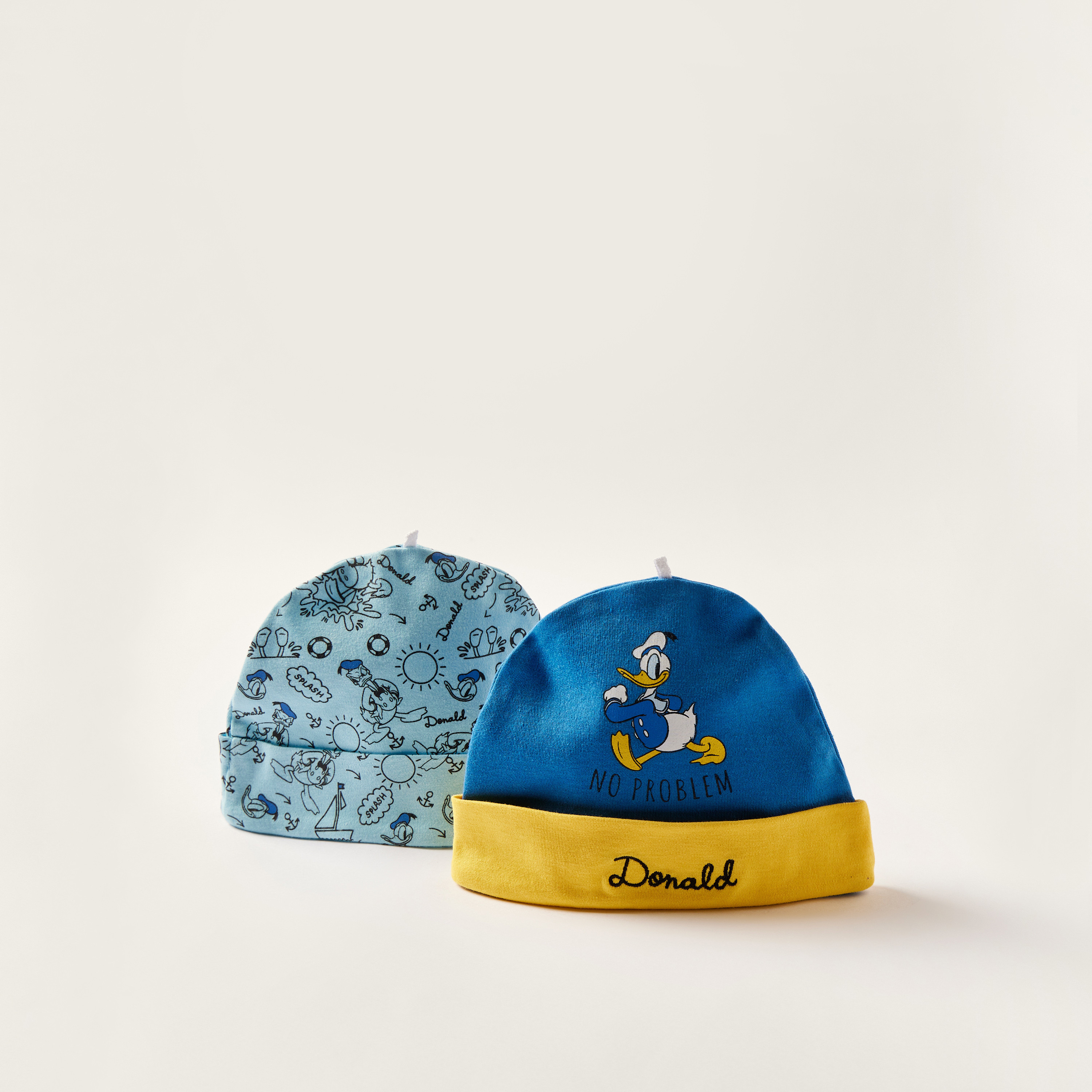 Donald Duck Print Beanie - Set of 2-baby-boys-accessories-caps-image-1