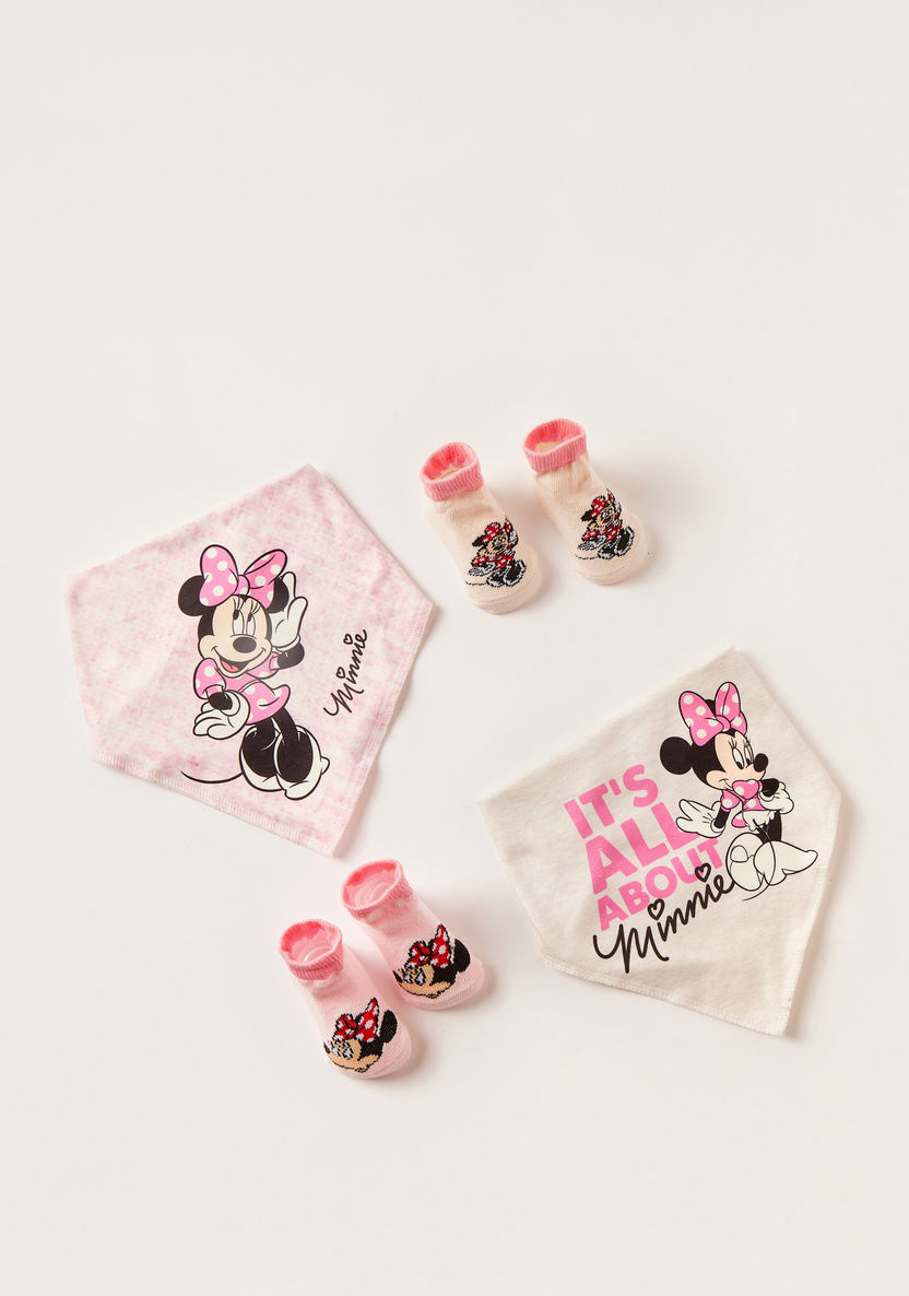 Disney Minnie Mouse Print 4-Piece Bib and Booties Set-Bibs and Burp Cloths-image-0