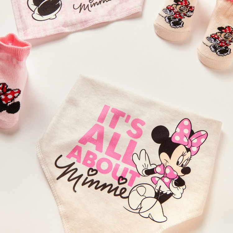 Disney Minnie Mouse Print 4-Piece Bib and Booties Set