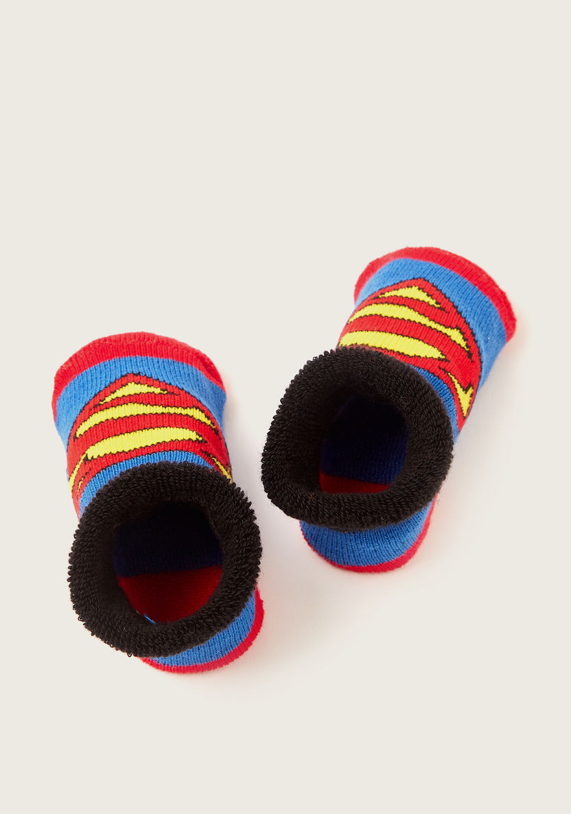 Superman Textured Booties with Elasticated Hem-Booties-image-0