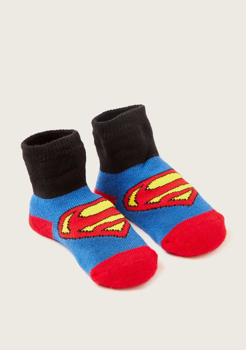 Superman Textured Booties with Elasticated Hem-Booties-image-1