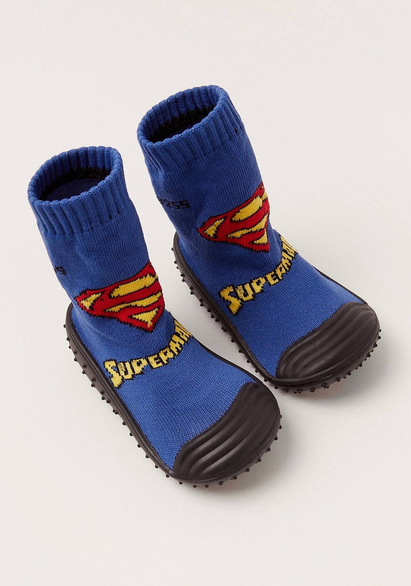 Superman Printed Booties with Cuffed Hem-Booties-image-1