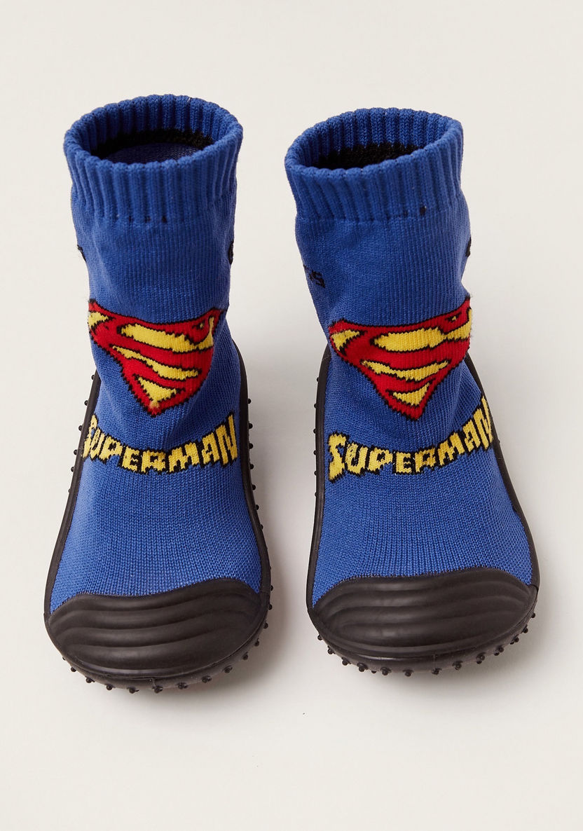 Superman Printed Booties with Cuffed Hem-Booties-image-4