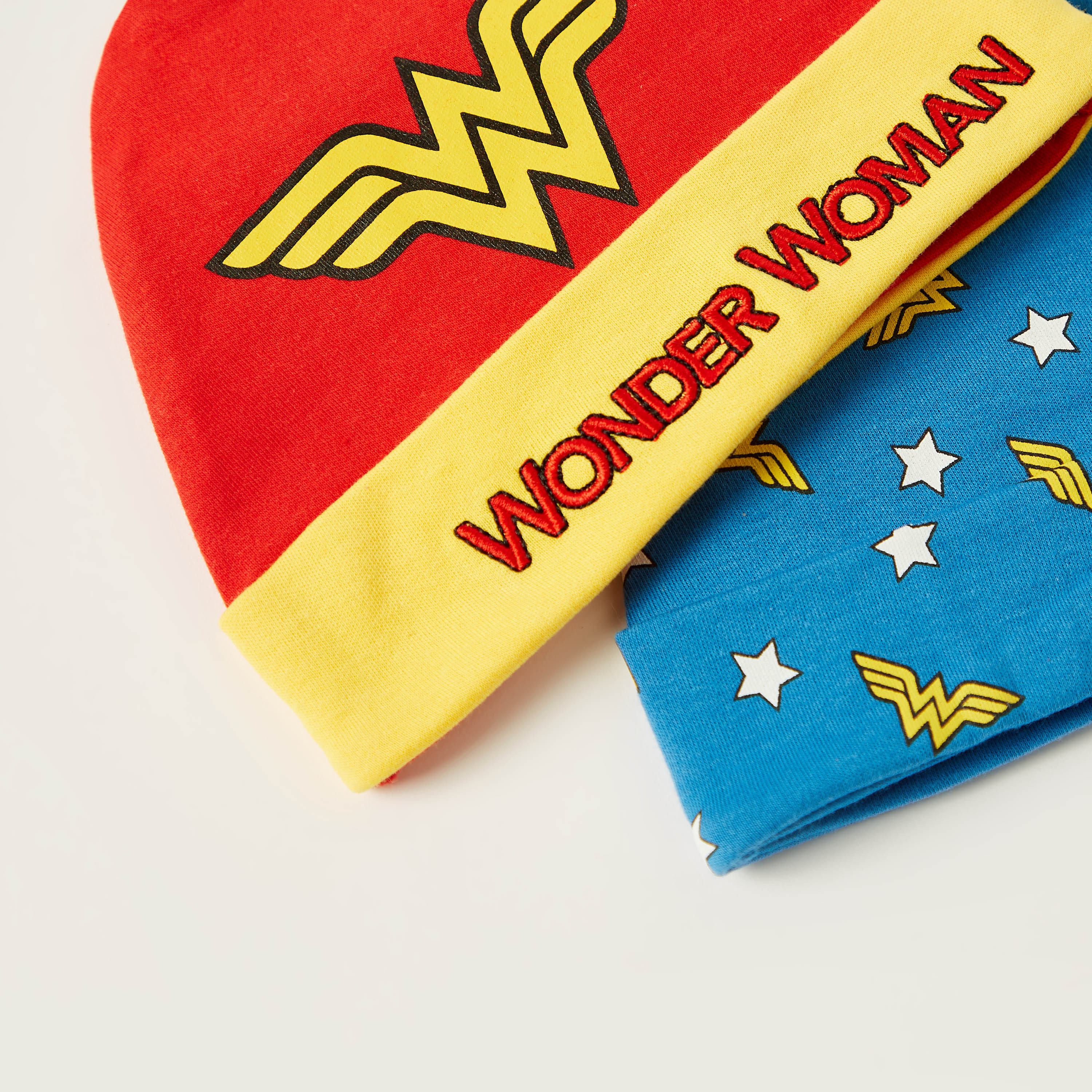 Wonder Woman Printed Cap - Set of 2-baby-girls-accessories-caps-image-2