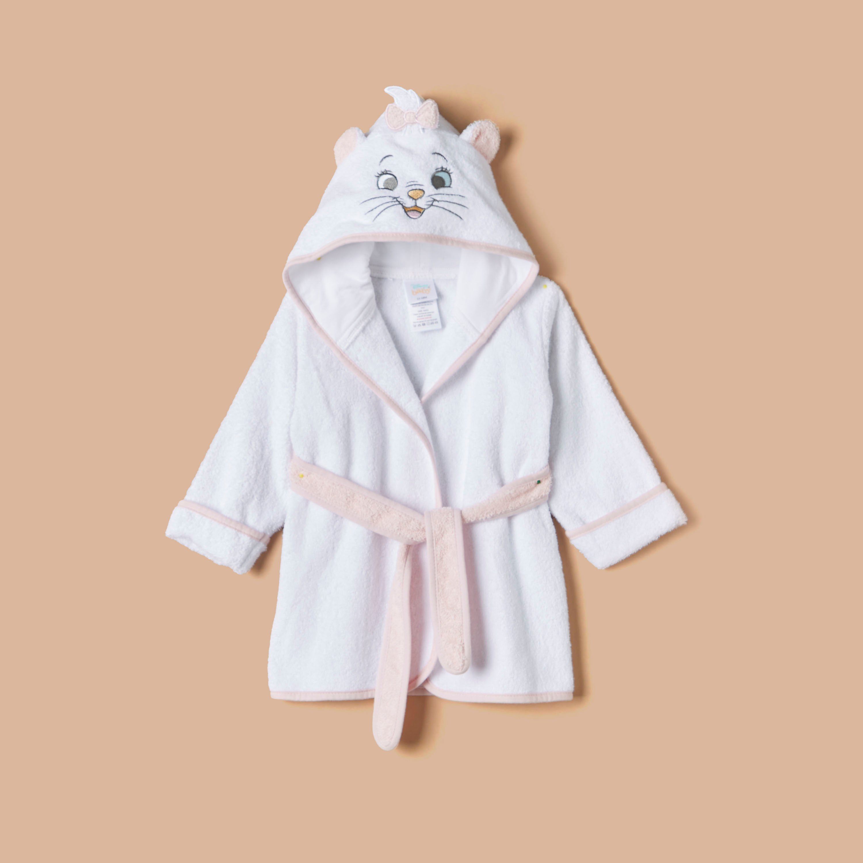 Disney Marie Embroidered Bathrobe with Hood and Tie-Up Belt-baby-bathandcare-towels-image-1
