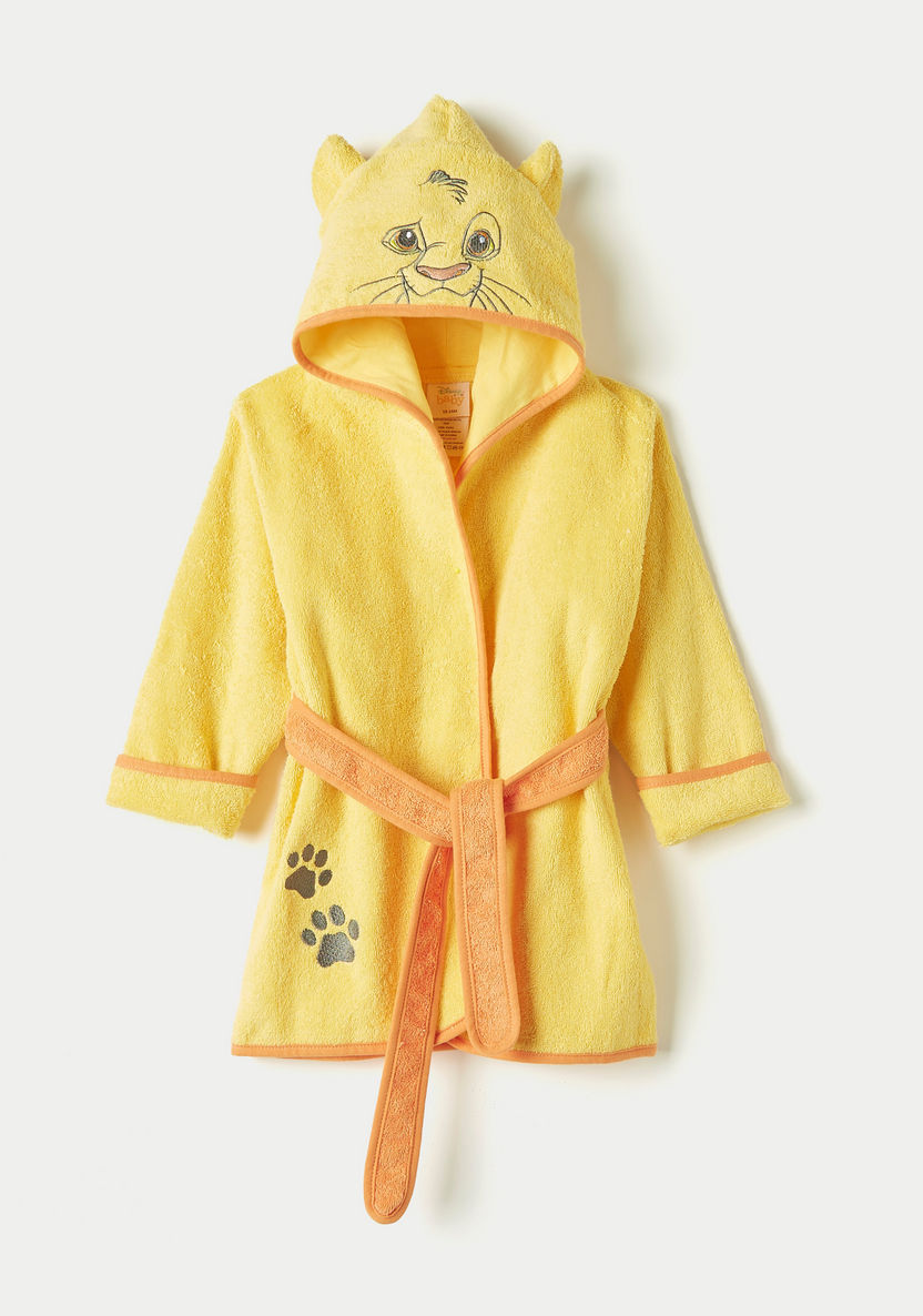 Disney Simba Embroidered Bathrobe with Hood and Tie-Up Belt-Towels and Flannels-image-0