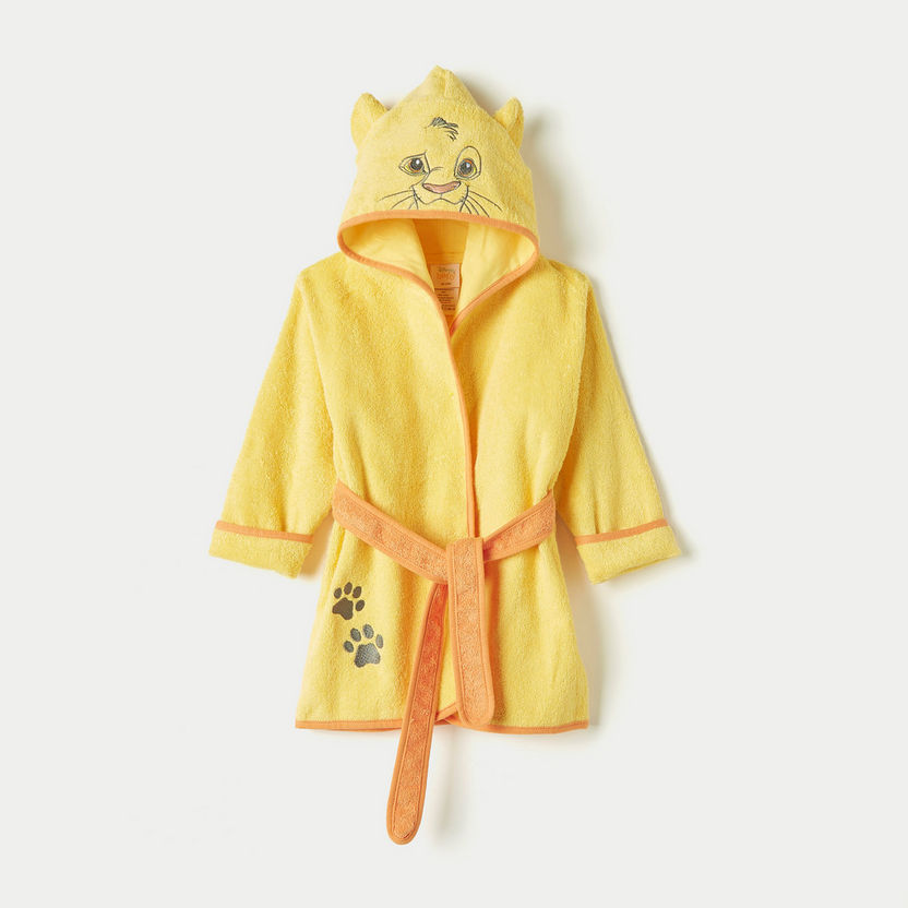 Disney Simba Embroidered Bathrobe with Hood and Tie-Up Belt-Towels and Flannels-image-0