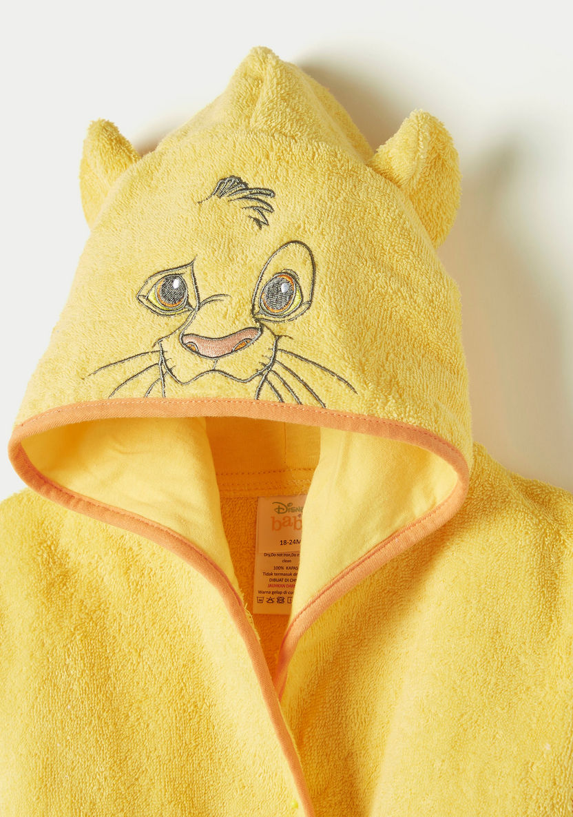 Disney Simba Embroidered Bathrobe with Hood and Tie-Up Belt-Towels and Flannels-image-2