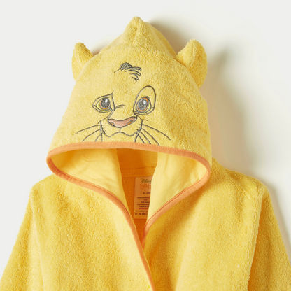 Disney Simba Embroidered Bathrobe with Hood and Tie-Up Belt-Towels and Flannels-image-2