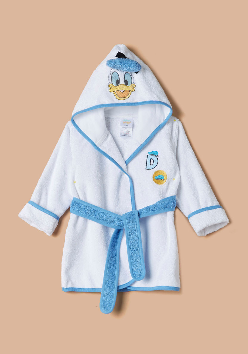 Disney Donald Duck Embroidered Bathrobe with Hood and Tie-Up Belt-Towels and Flannels-image-0