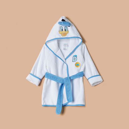 Disney Donald Duck Embroidered Bathrobe with Hood and Tie-Up Belt-Towels and Flannels-image-0