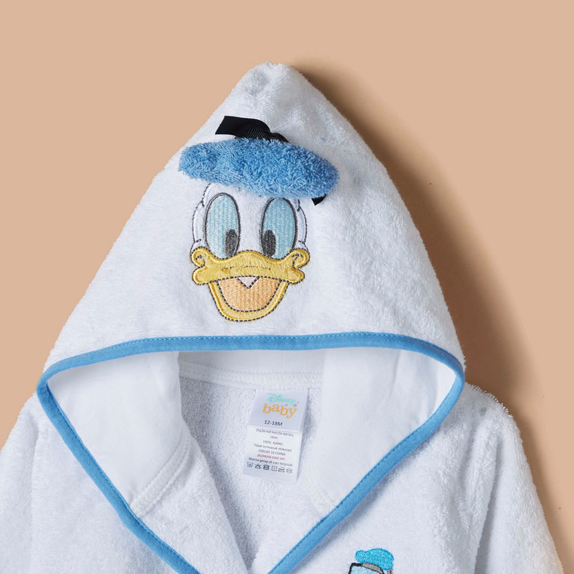 Disney Donald Duck Embroidered Bathrobe with Hood and Tie-Up Belt-Towels and Flannels-image-2