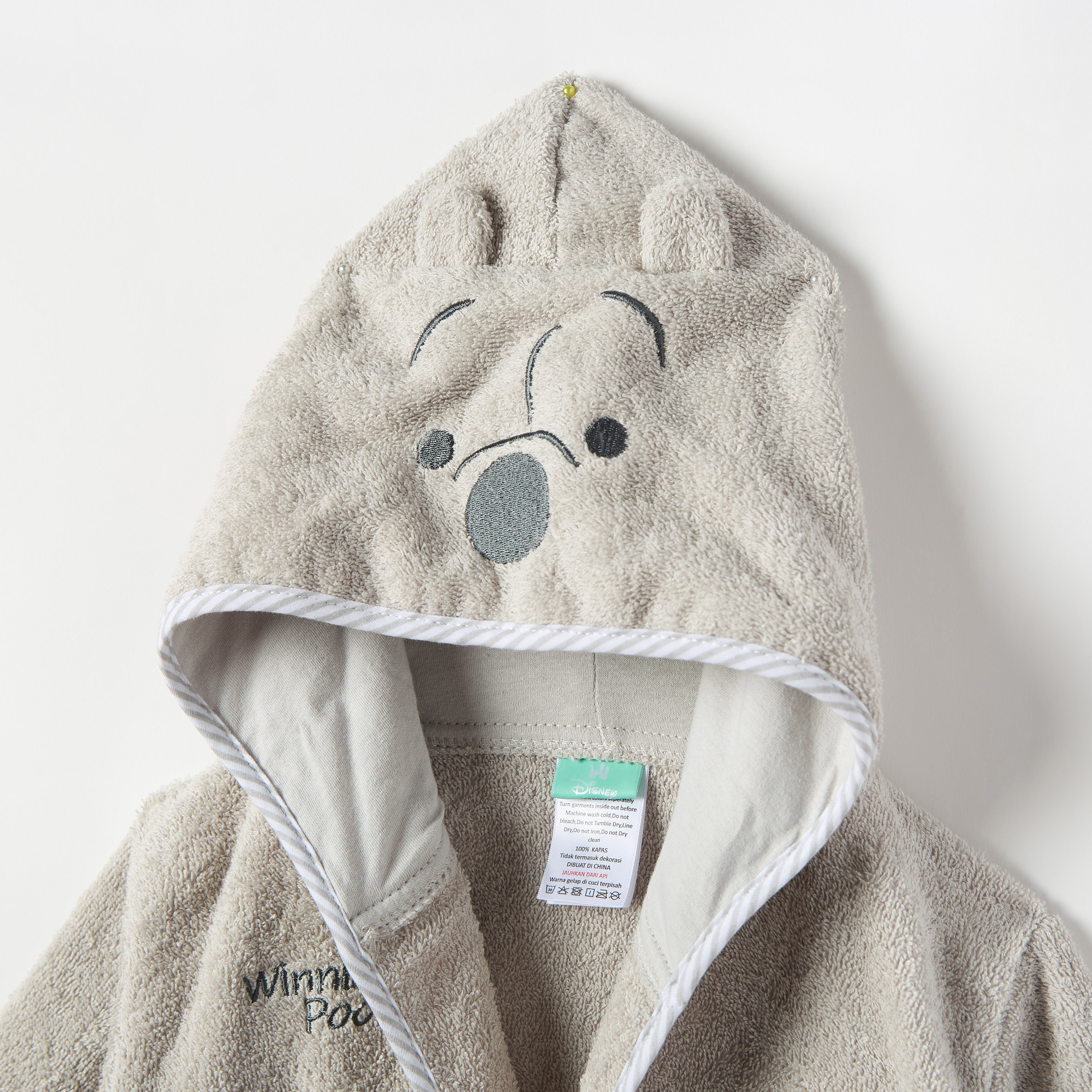 Disney Winnie the Pooh Applique Hooded Bathrobe with Belt Tie-Up-baby-bathandcare-towels-image-2