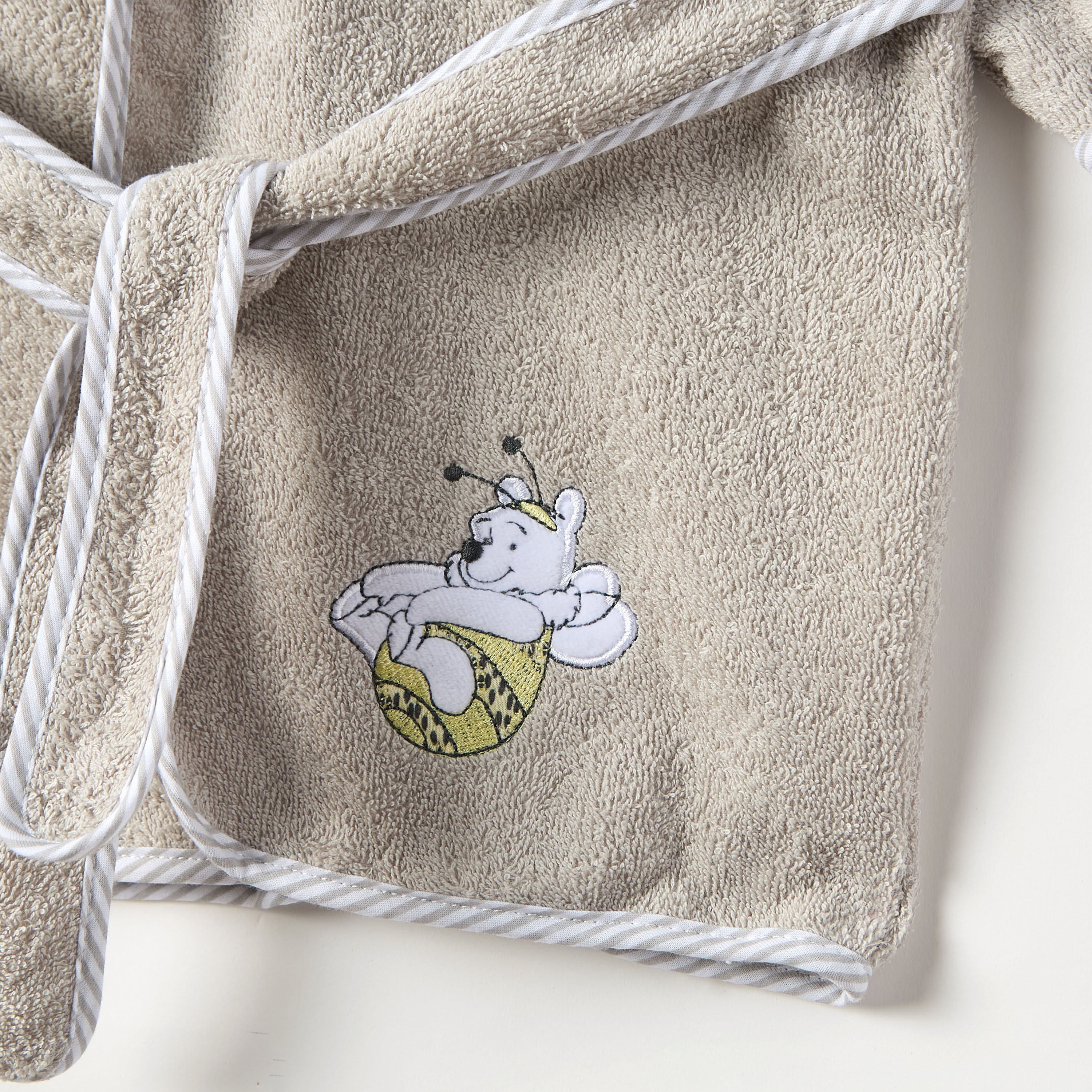 Disney Winnie the Pooh Applique Hooded Bathrobe with Belt Tie-Up-baby-bathandcare-towels-image-3