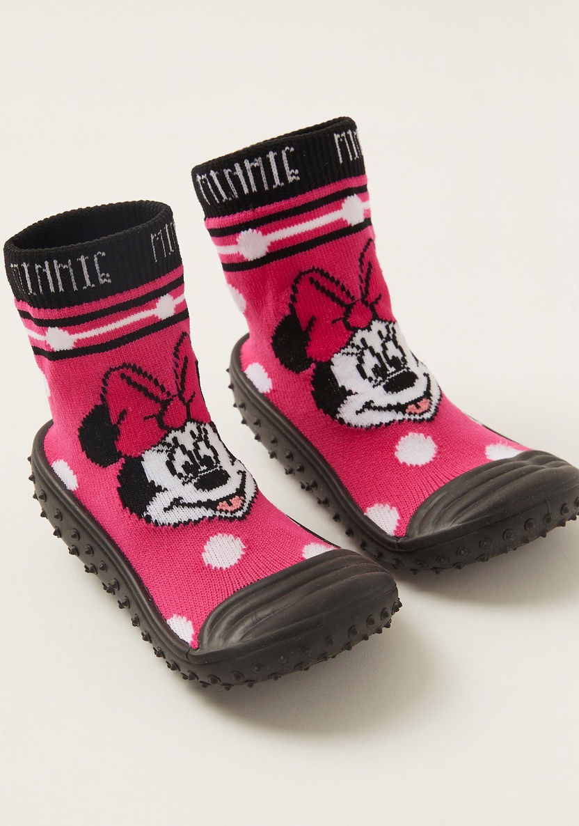 Minnie Mouse Graphic Print Booties with Cuffed Hem-Booties-image-1