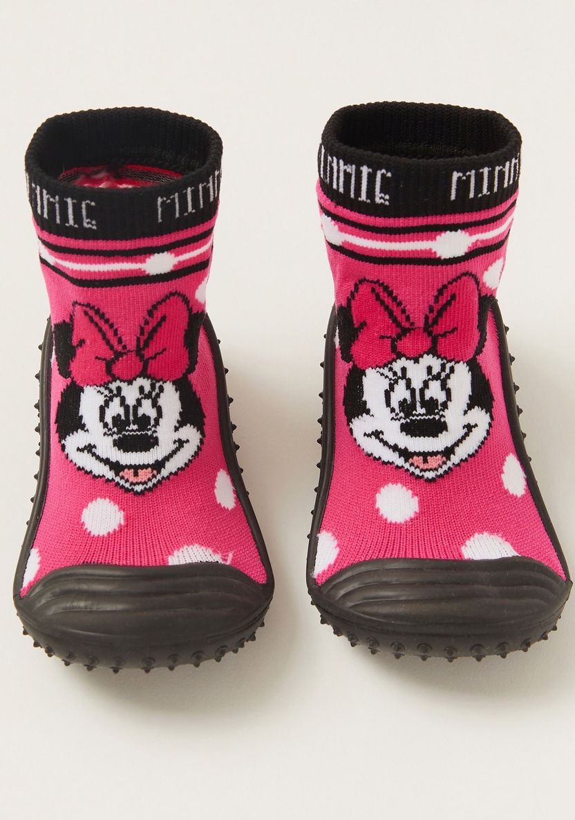 Minnie Mouse Graphic Print Booties with Cuffed Hem-Booties-image-4