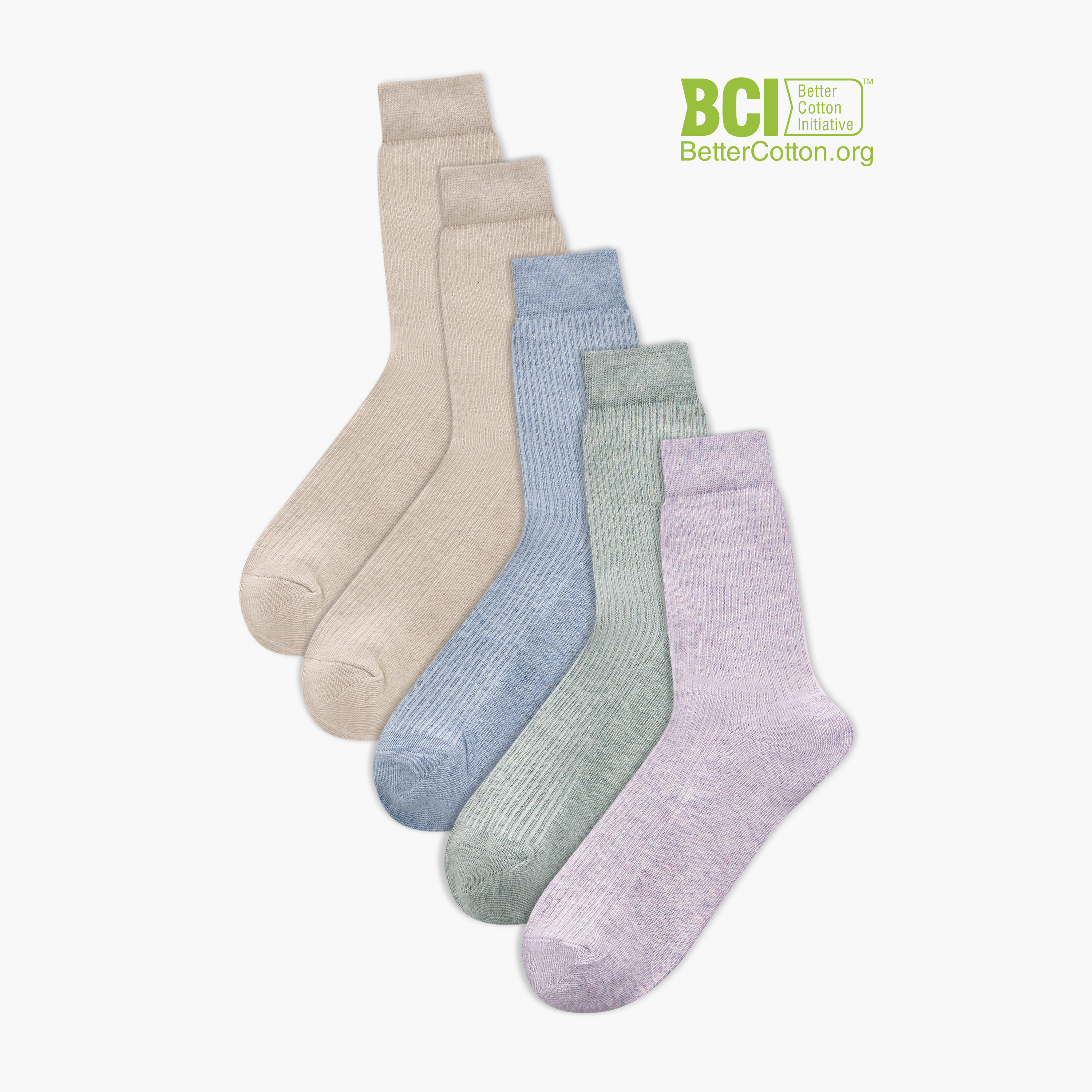 Celeste Ribbed Crew Length Socks - Set of 5-women-socksandstockings-image-1