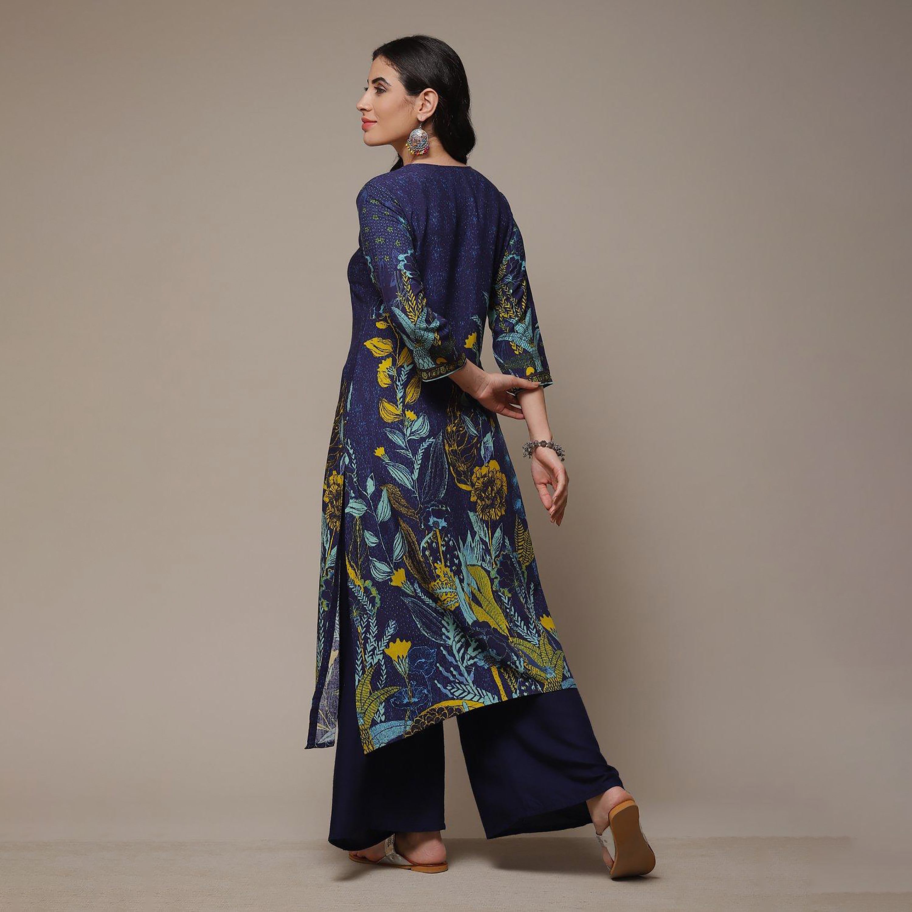 كورتا بيبا فويل برقبة دائرية مع مطبوعة ومستقيمة-women-clothing-ethnicwear-dresses-image-5