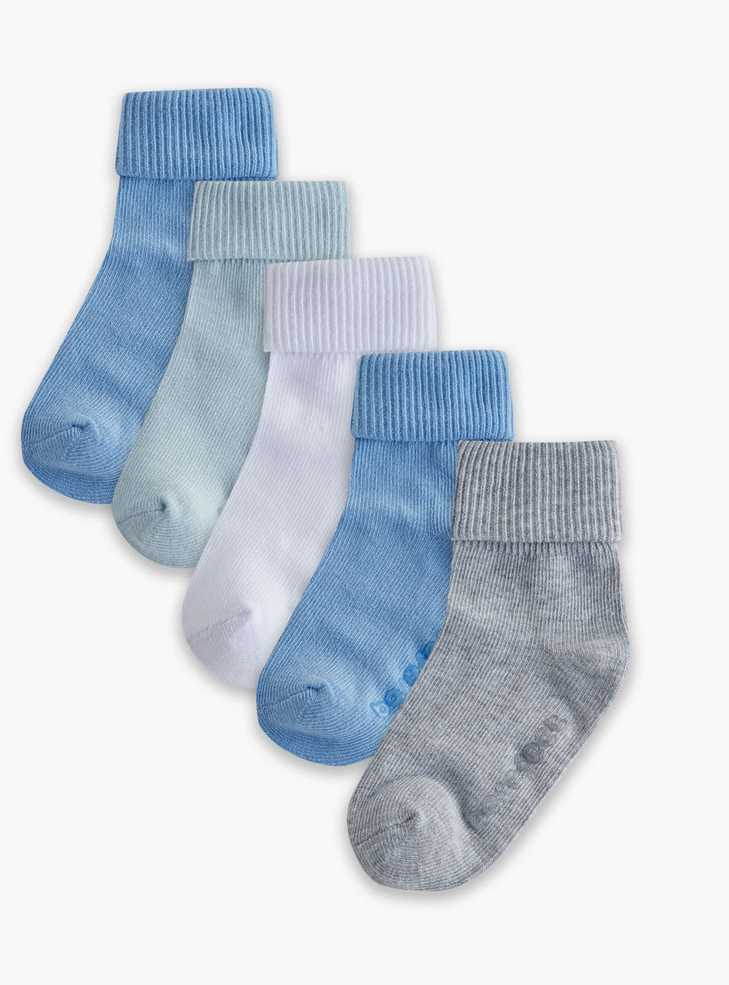 جوارب مضلعة بطول الكاحل من بيرفيت - طقم من 5 أزواج-girls-accessories-socks-image-1