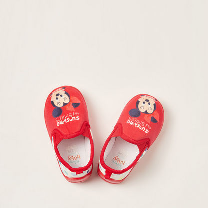 Disney Minnie Mouse Print Slip-On Booties with Pull Tabs