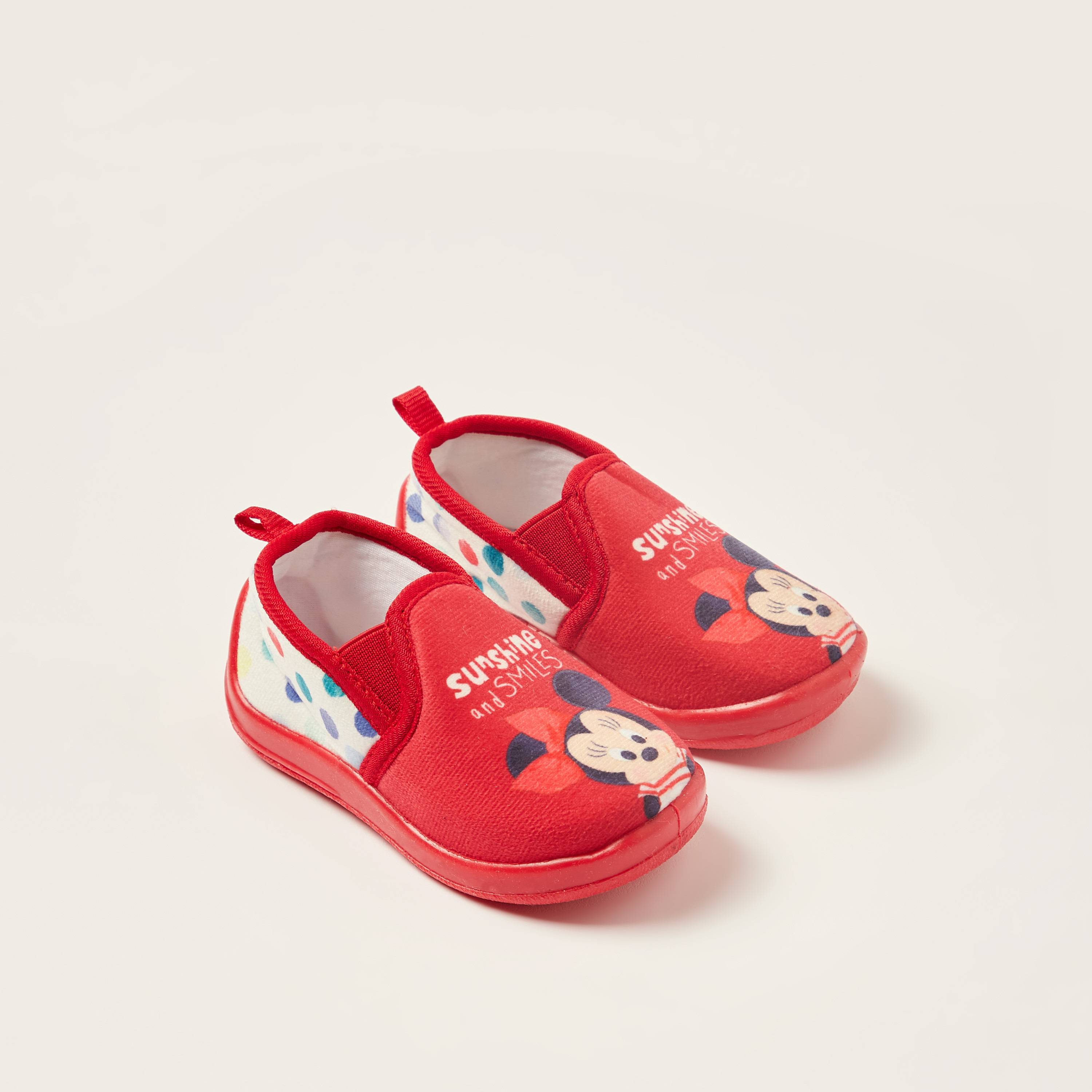 Disney Minnie Mouse Print Slip-On Booties with Pull Tabs-baby-girls-shoes-booties-image-2
