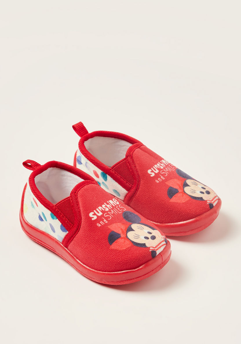 Disney Minnie Mouse Print Slip-On Booties with Pull Tabs-Booties-image-1