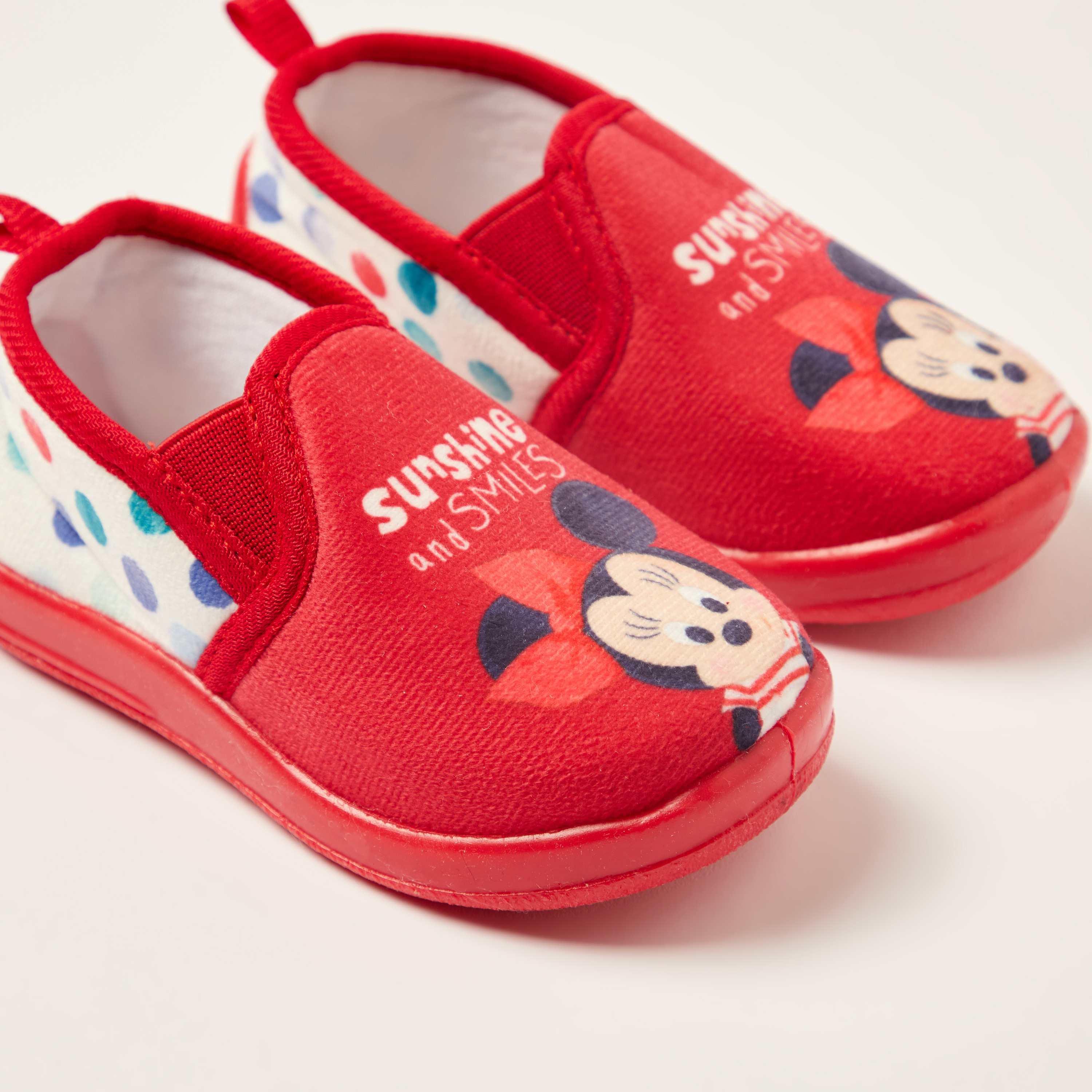 Disney Minnie Mouse Print Slip-On Booties with Pull Tabs-baby-girls-shoes-booties-image-3