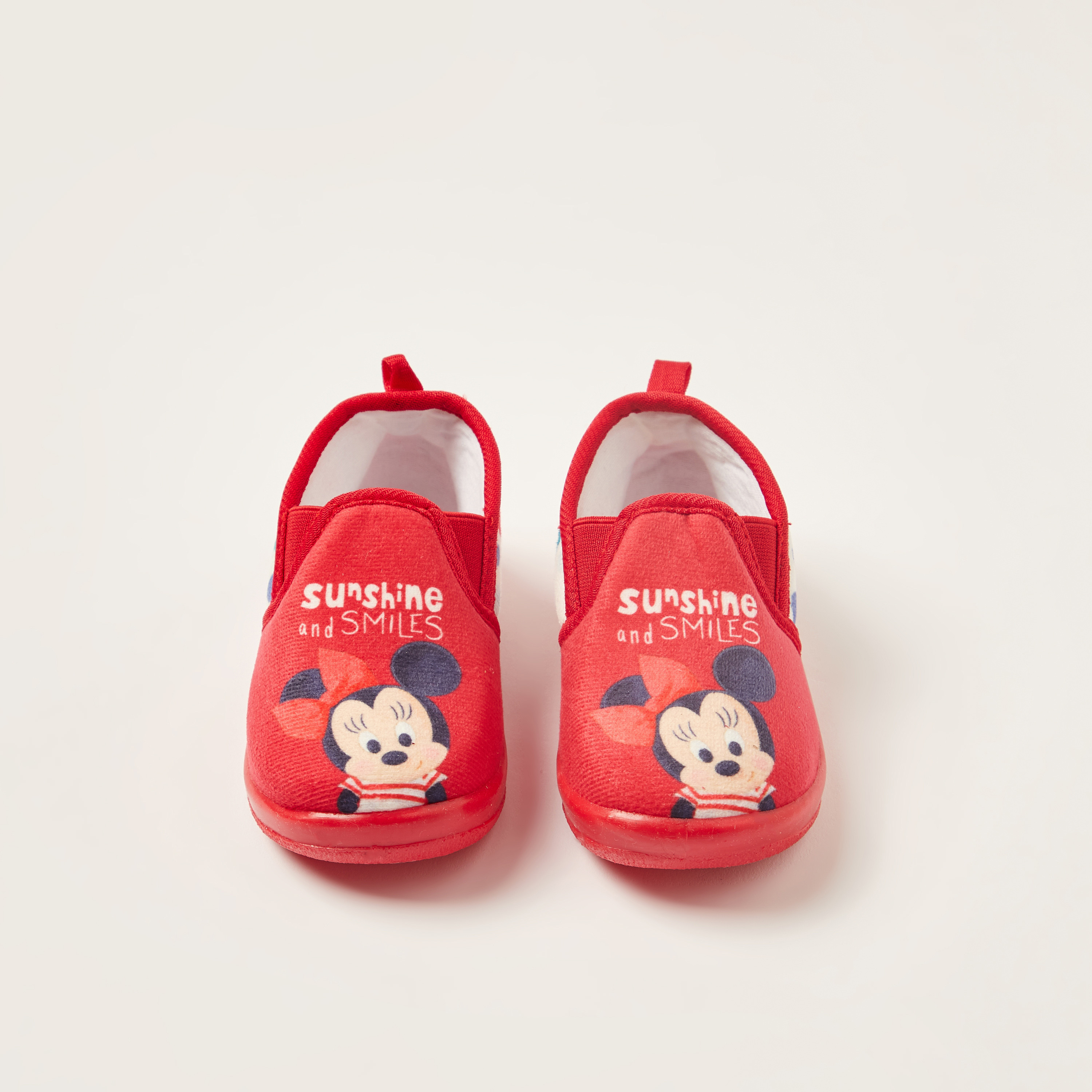 Disney Minnie Mouse Print Slip-On Booties with Pull Tabs-baby-girls-shoes-booties-image-5