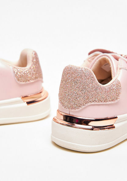Juniors Studded Bow Applique Sneakers with Hook and Loop Closure-Girl%27s Sneakers-image-2