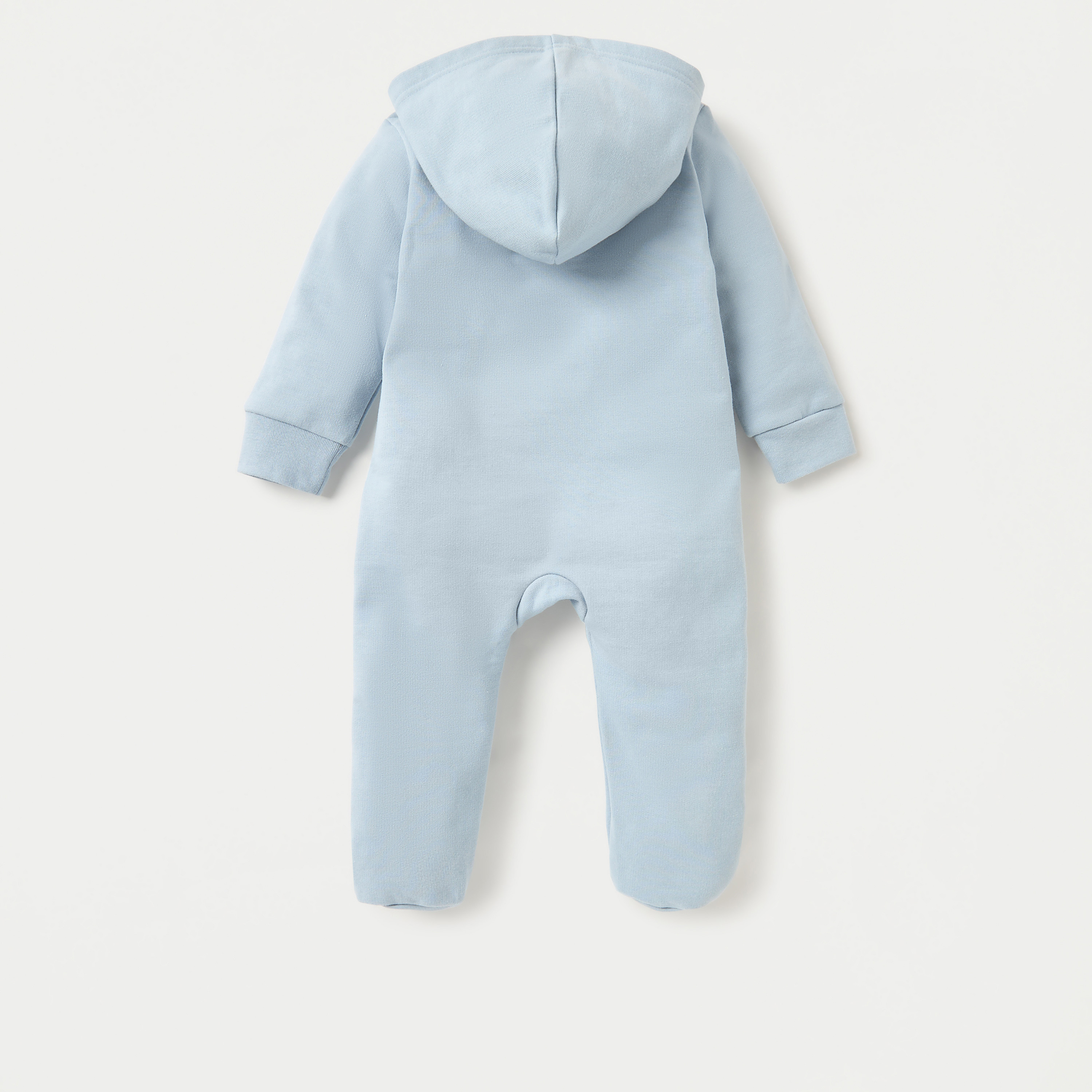 بدلة نوم مغلقة القدمين سادة بقبعة وأزرار إغلاق من جونيورز-baby-boys-clothing-nightwear-sleepsuits-image-2