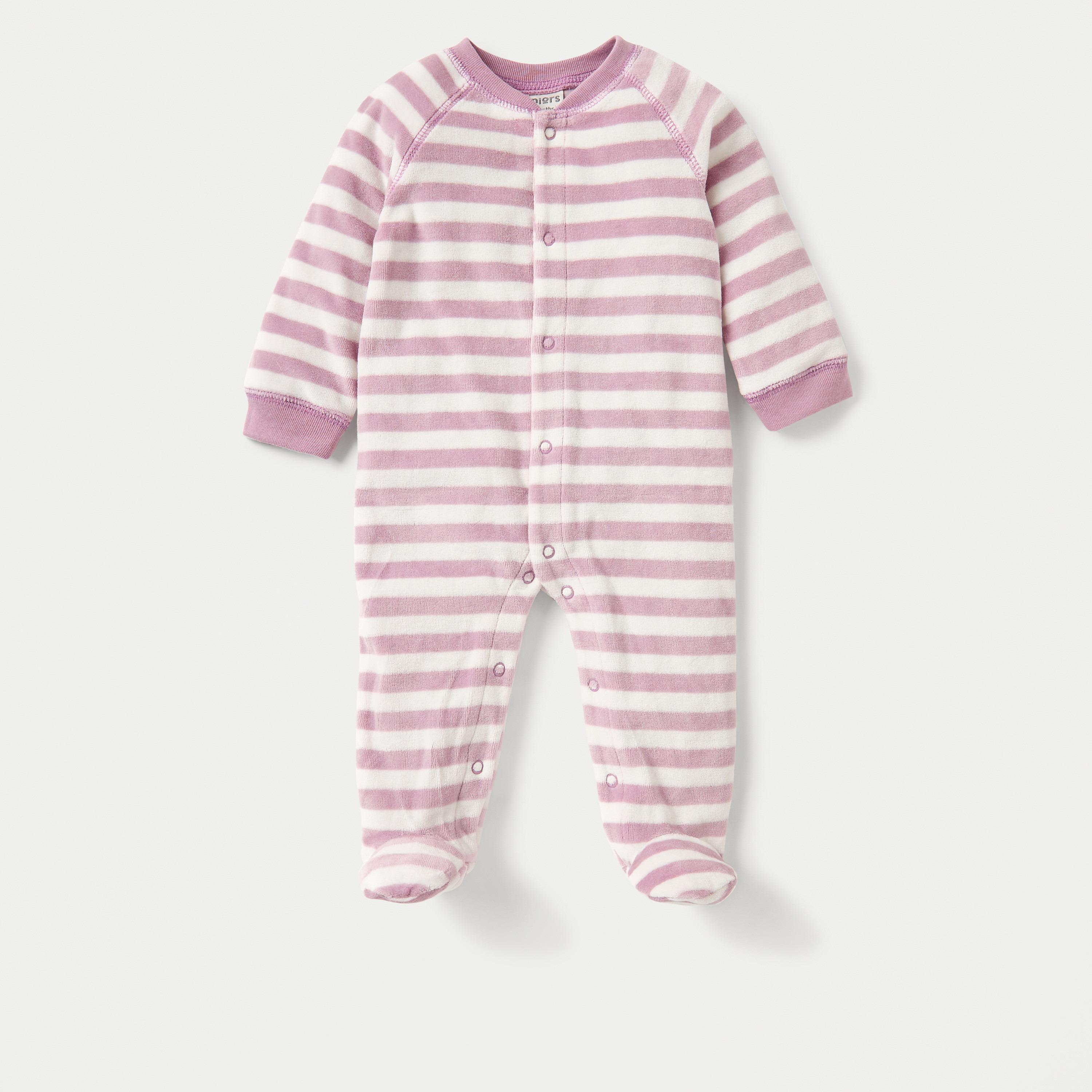 Juniors Striped Closed Feet Sleepsuit with Long Sleeves-baby-girls-clothing-nightwear-sleepsuits-image-1