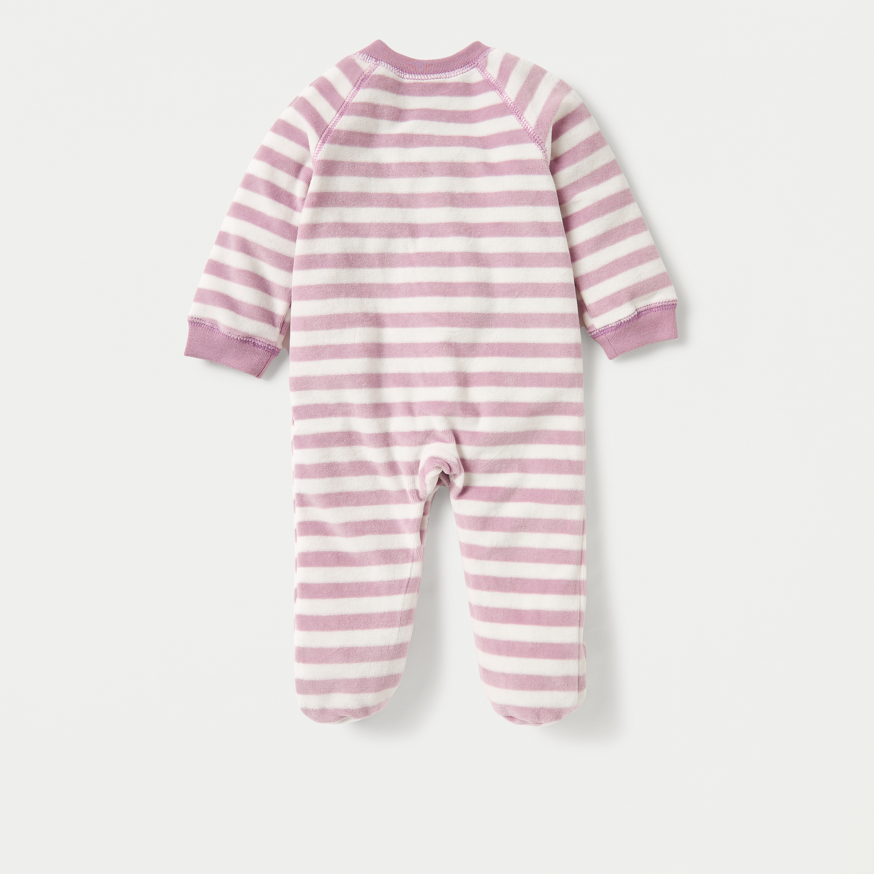Juniors Striped Closed Feet Sleepsuit with Long Sleeves-baby-girls-clothing-nightwear-sleepsuits-image-2