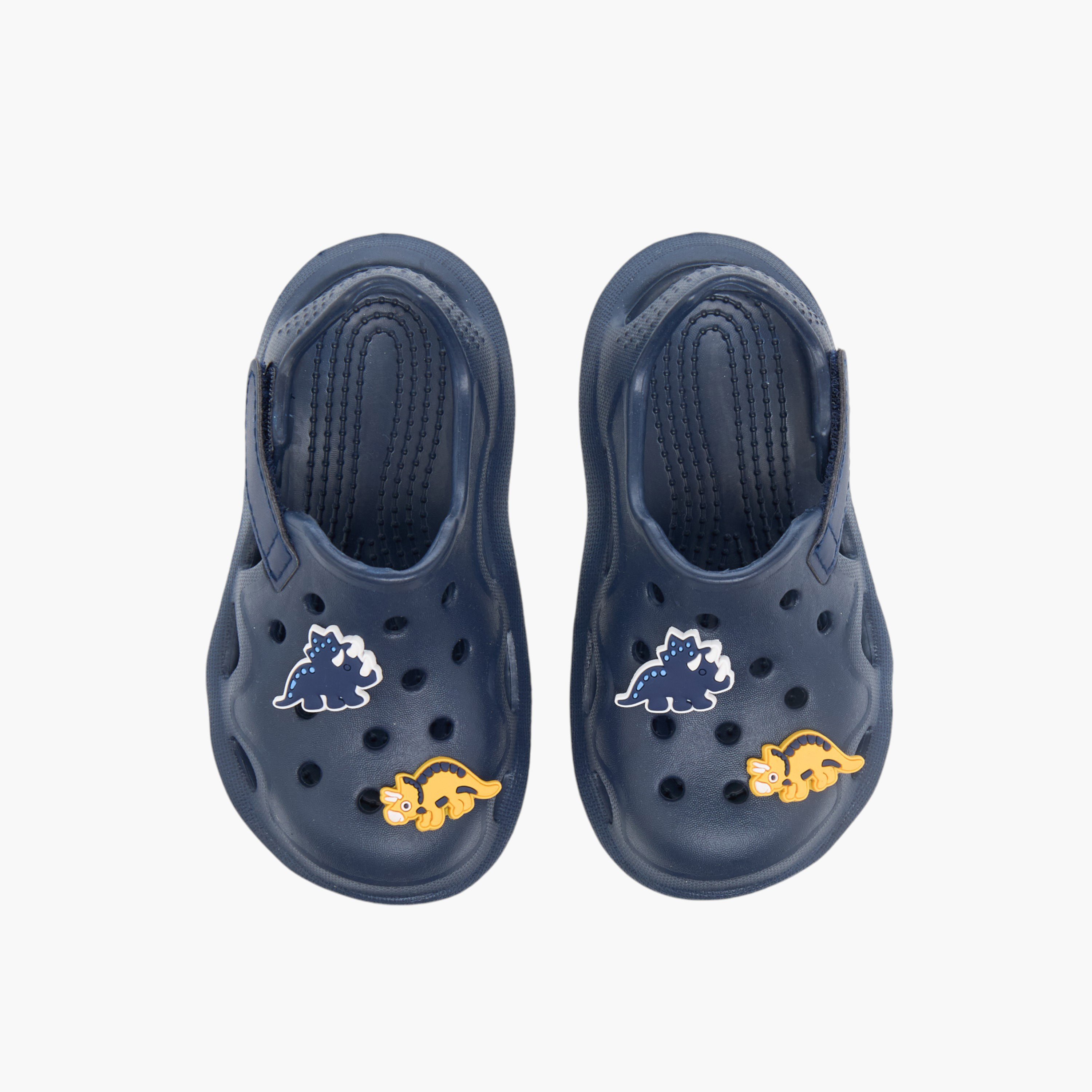 Aqua Dinosaur Applique Clogs with Backstrap-boys-shoes-sandals-image-1