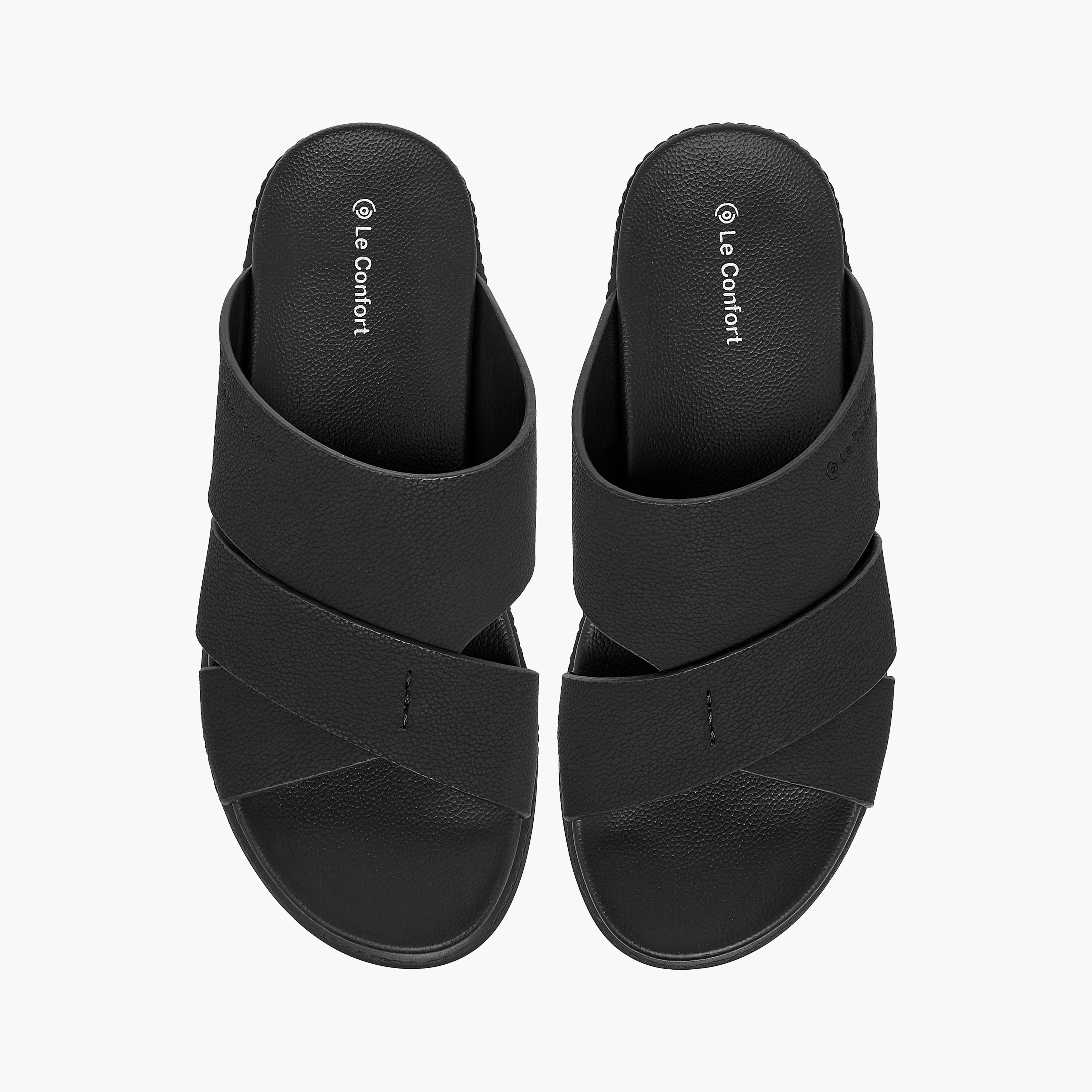 Le Confort Textured Slip On Cross-Strap Sandals-men-shoes-sandals-image-1