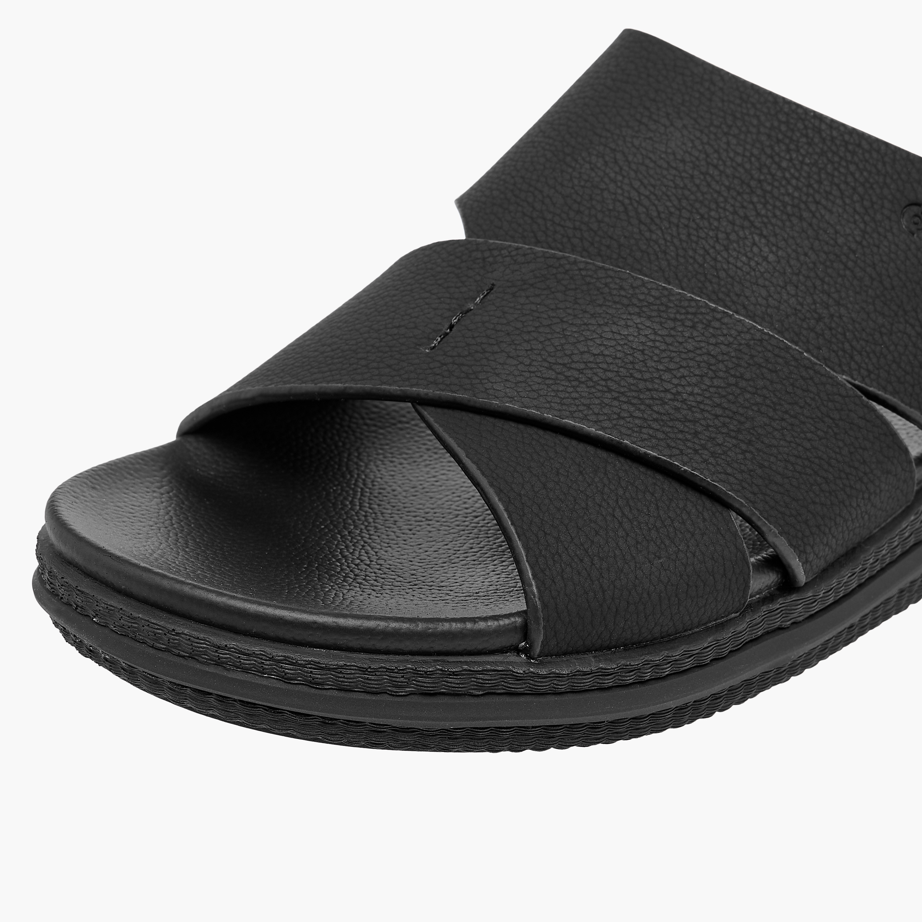 Le Confort Textured Slip On Cross-Strap Sandals-men-shoes-sandals-image-5