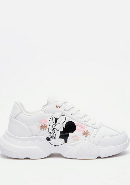 Minnie Mouse Print Chunky Sneakers with Lace-Up Closure