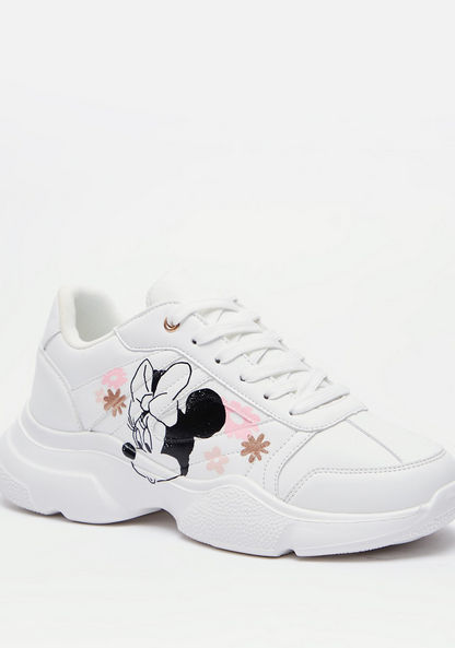 Minnie Mouse Print Chunky Sneakers with Lace-Up Closure