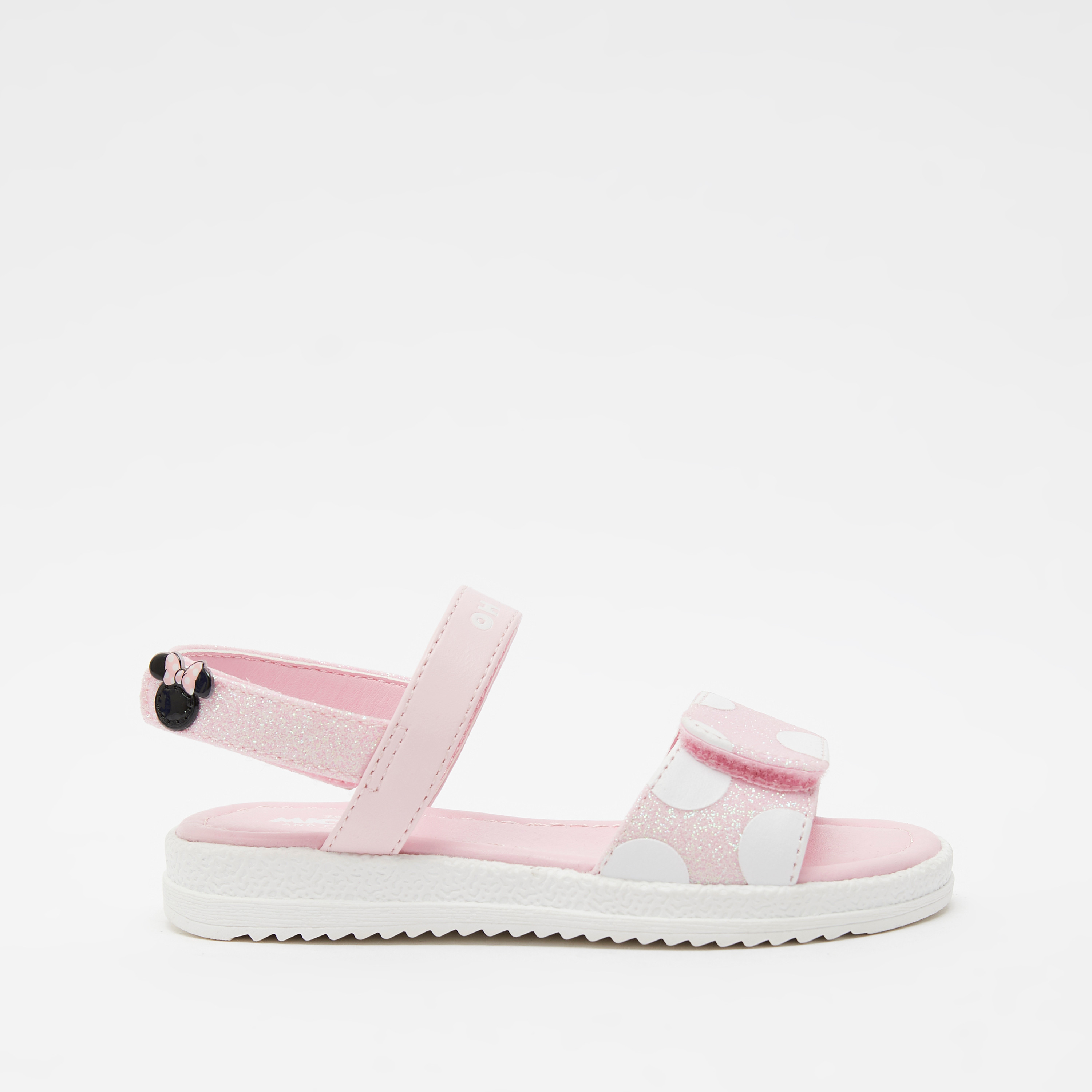 Minnie Mouse Embellished Flat Sandals with Hook and Loop Closure-girls-shoes-sandals-image-1