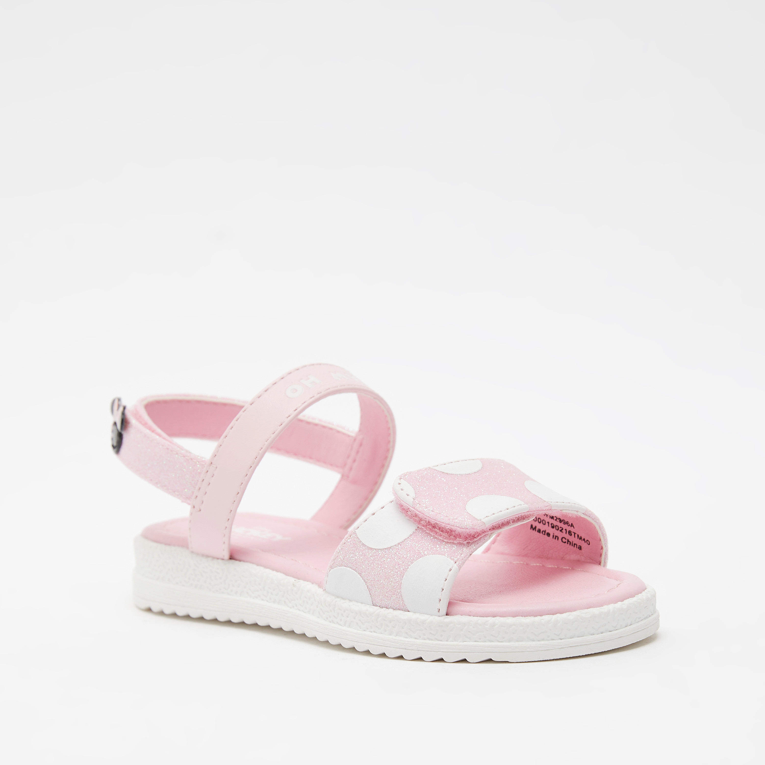 Minnie Mouse Embellished Flat Sandals with Hook and Loop Closure-girls-shoes-sandals-image-2