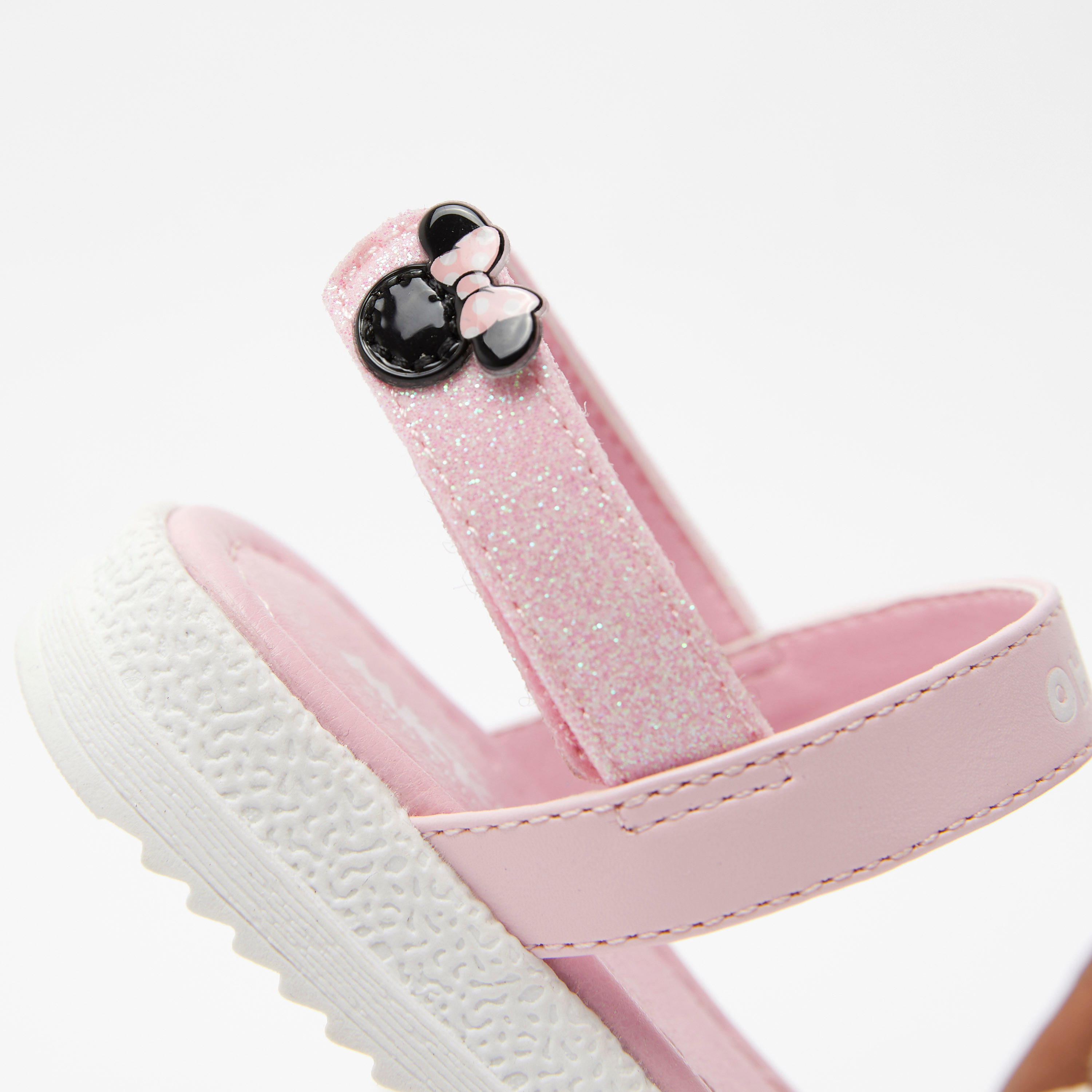 Minnie Mouse Embellished Flat Sandals with Hook and Loop Closure-girls-shoes-sandals-image-4